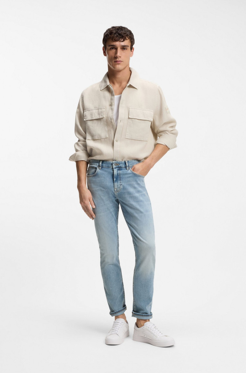 BOSS DELAWARE SLIM-FIT JEANS IN BLUE SOFT-MOTION DENIM outlook