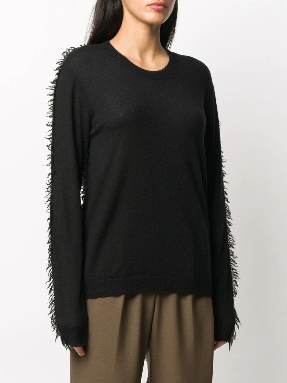 two-tone frayed trim jumper - 3