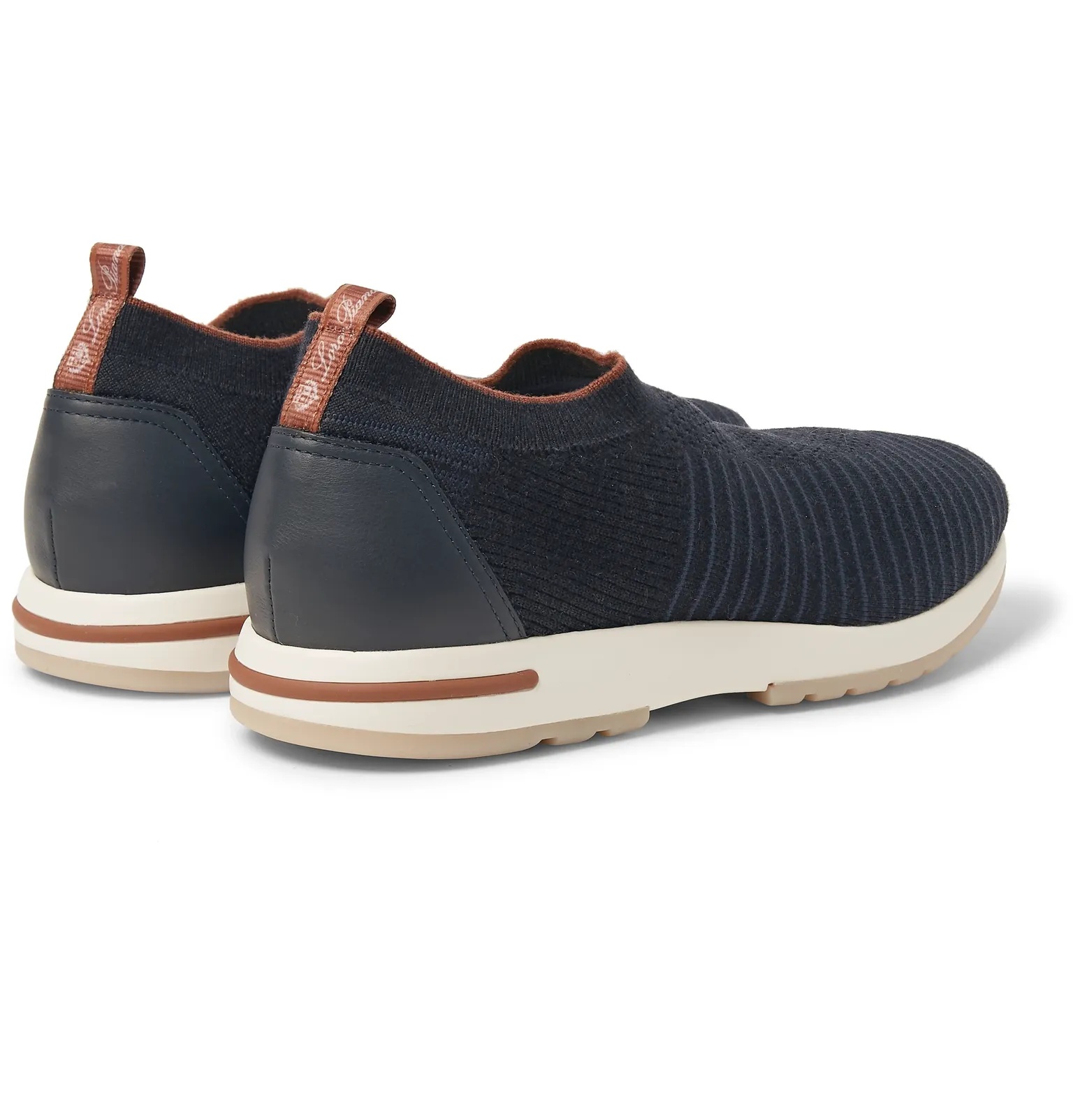 360 Flexy Walk Leather-Trimmed Knitted Wish Wool Slip-On Sneakers - 6