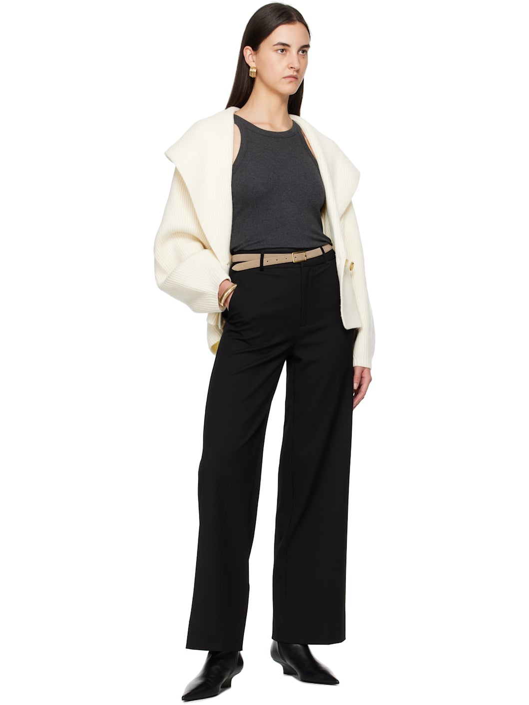Taupe Skinny Suede Belt - 4