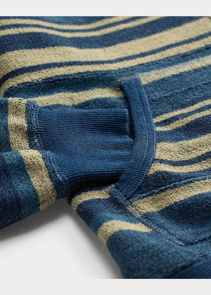 Indigo Striped Reverse-Terry Hoodie 4