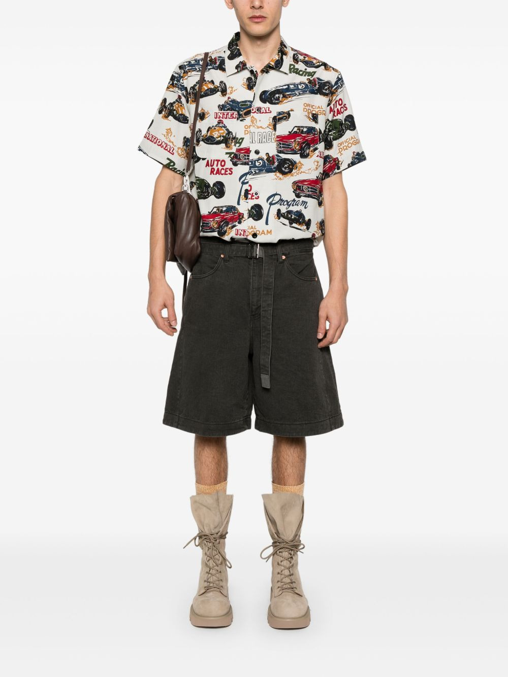 Sacai Men Belted Denim Shorts - 4
