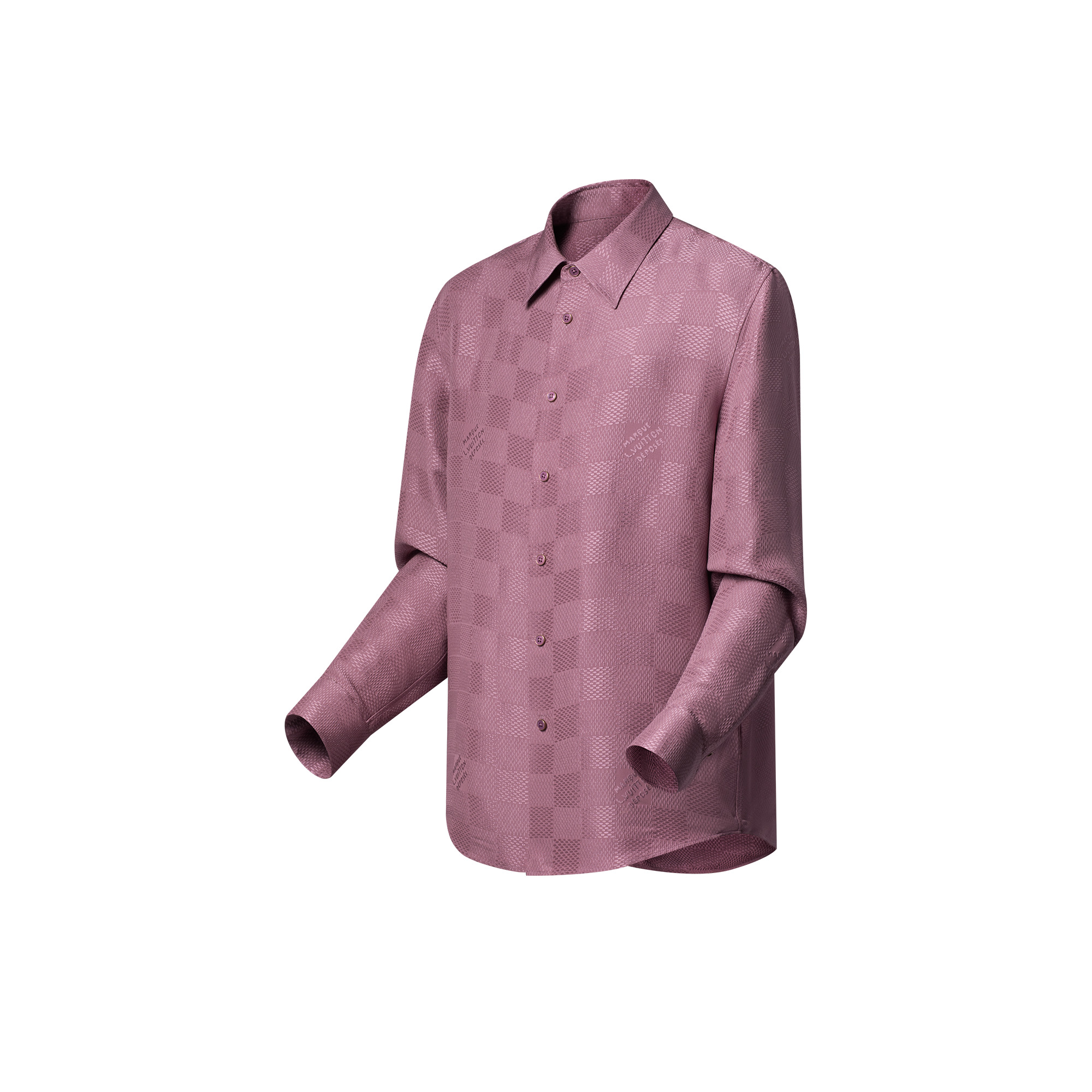 Jacquard Damier Long-Sleeved Silk Shirt - 2