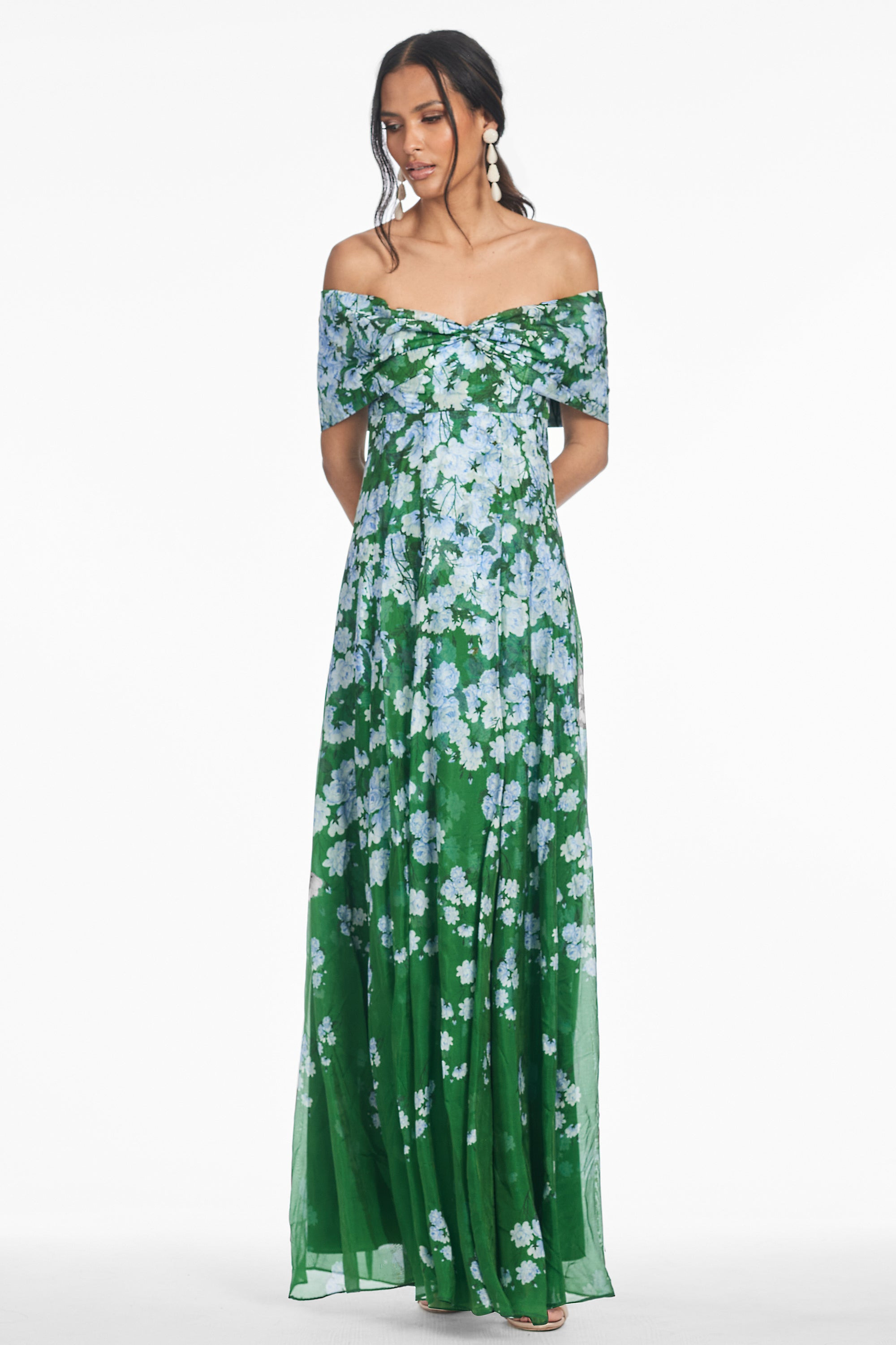 KENNEDY GOWN - KELLY GREEN DEGRADE FLORALS - 4