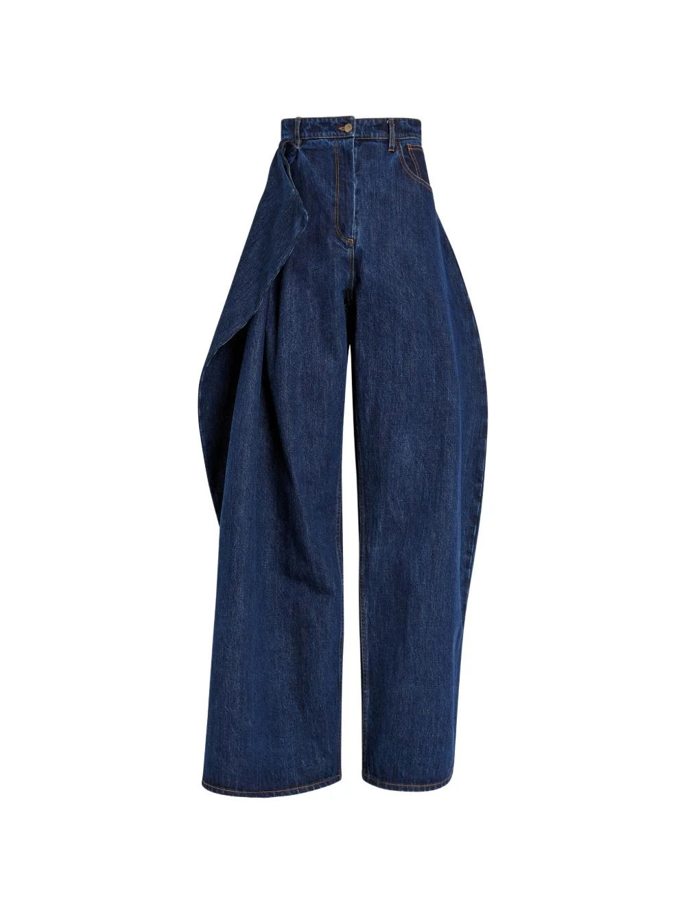 asymmetric pleated jeans - 1