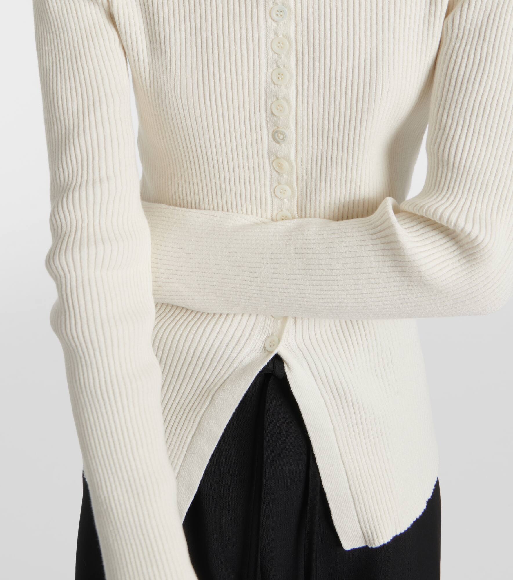 Ribbed-knit cotton crêpe cardigan - 5