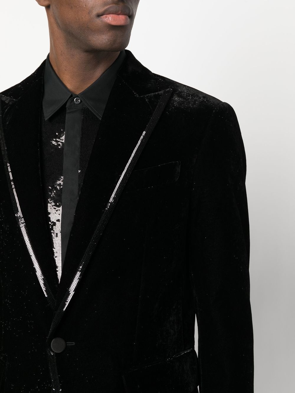 sequined-trim velvet blazer - 5