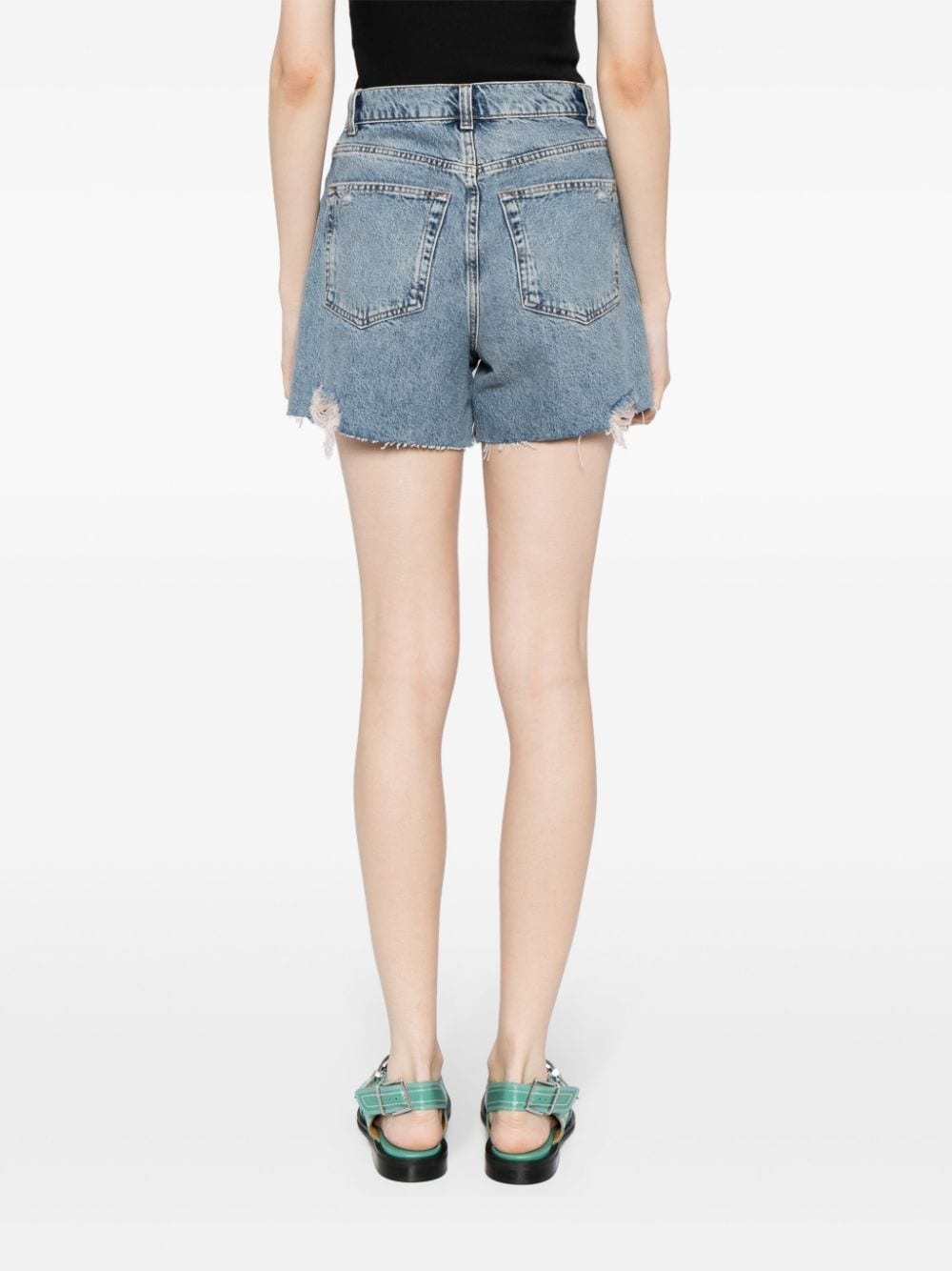 acid-wash denim shorts - 4