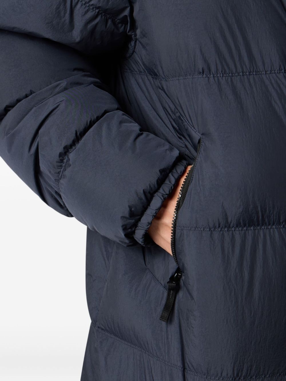 QUILTED HOODED JACKET NAVY BLUE - 4