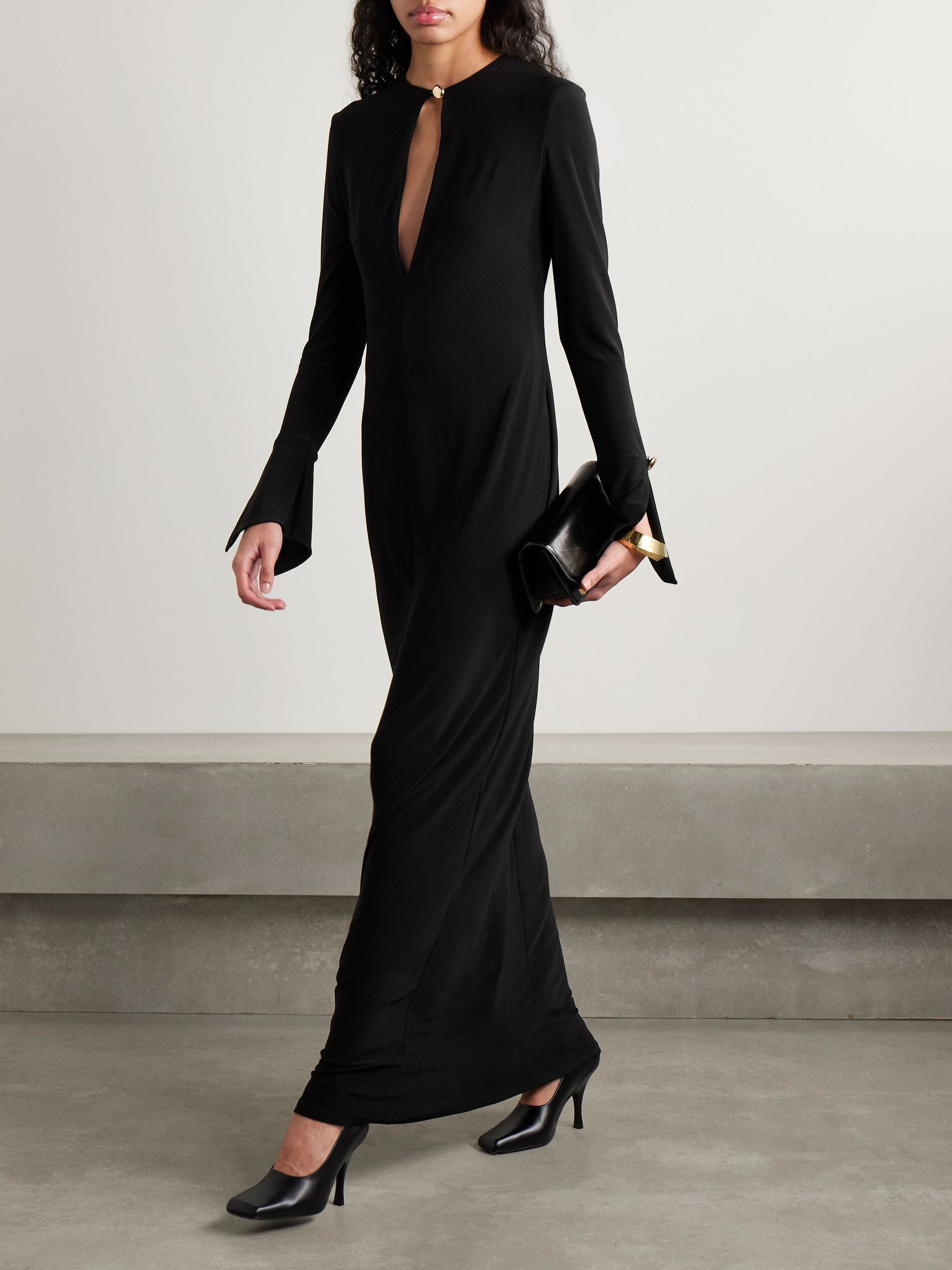 The Sylvie cutout stretch-jersey gown Black - 2