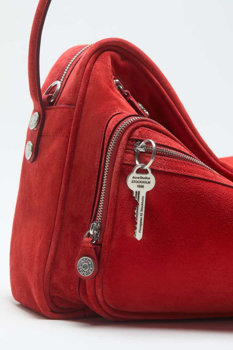 Camero Camera Suede Shoulder Bag - Fire red 2