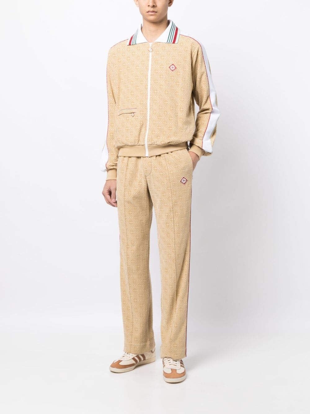monogram-jacquard velour track pants - 2