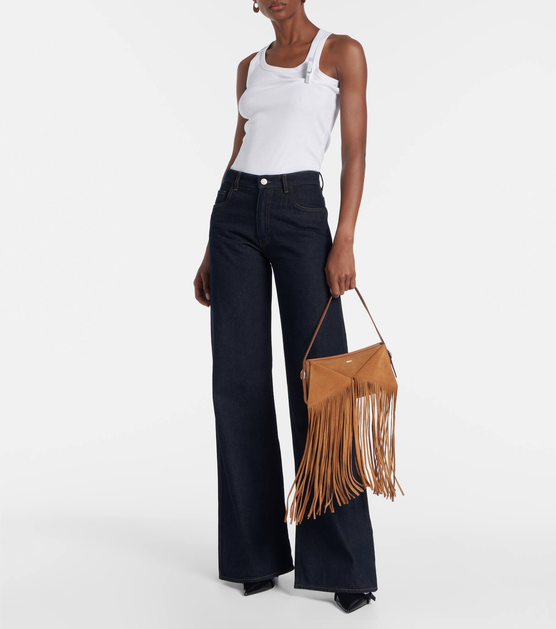 Fringed suede shoulder bag - 5