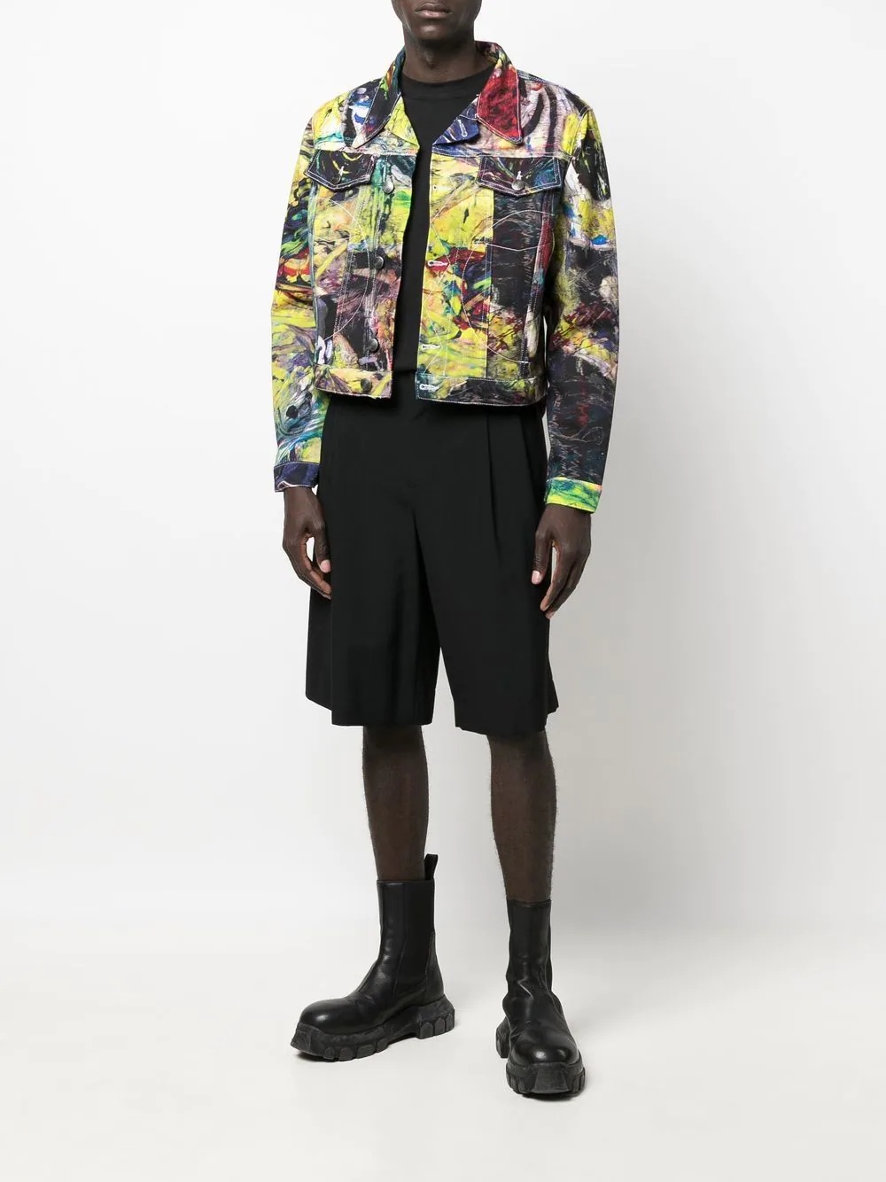 graphic-print biker jacket - 2