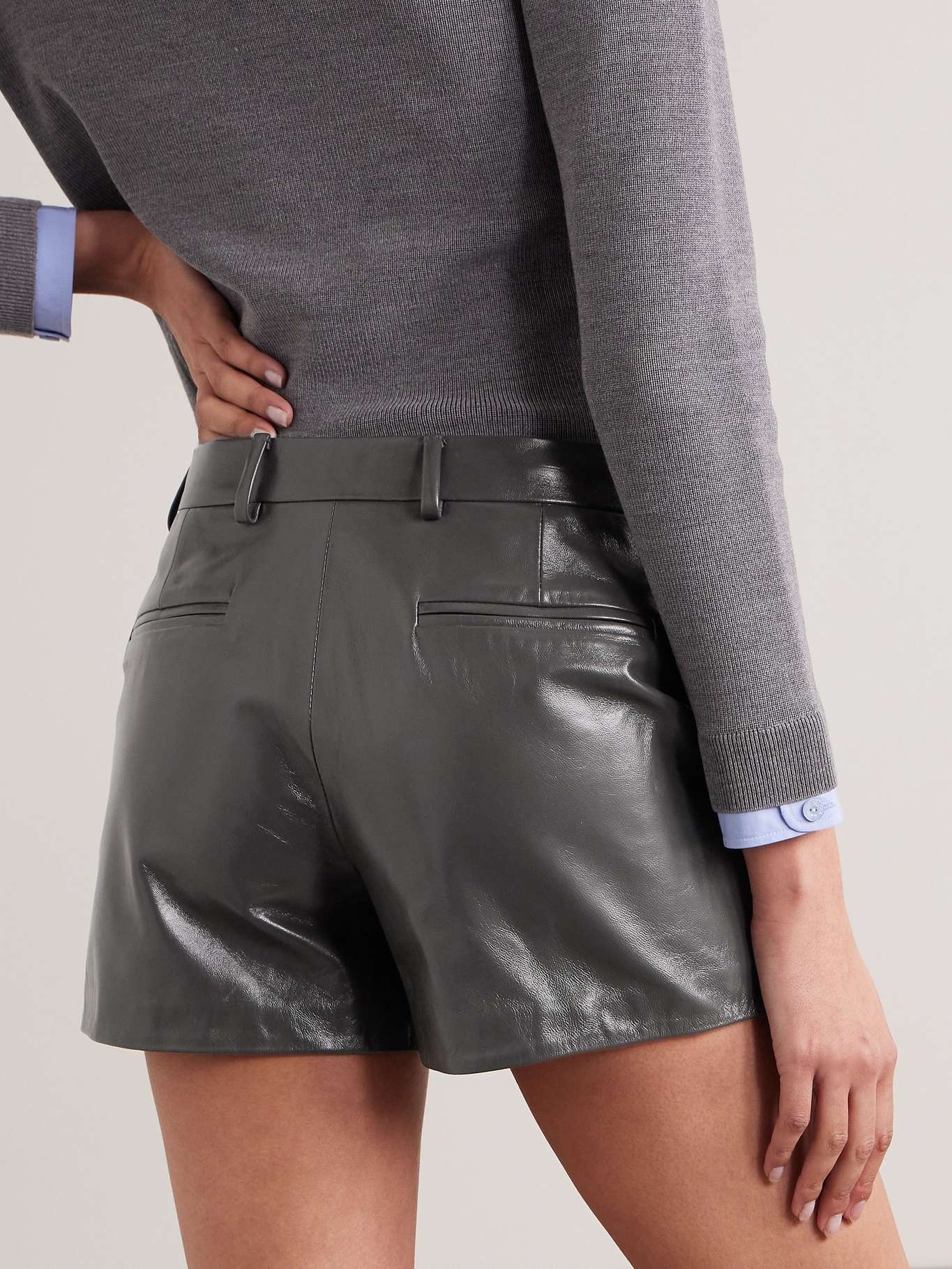 Embossed leather shorts - 3