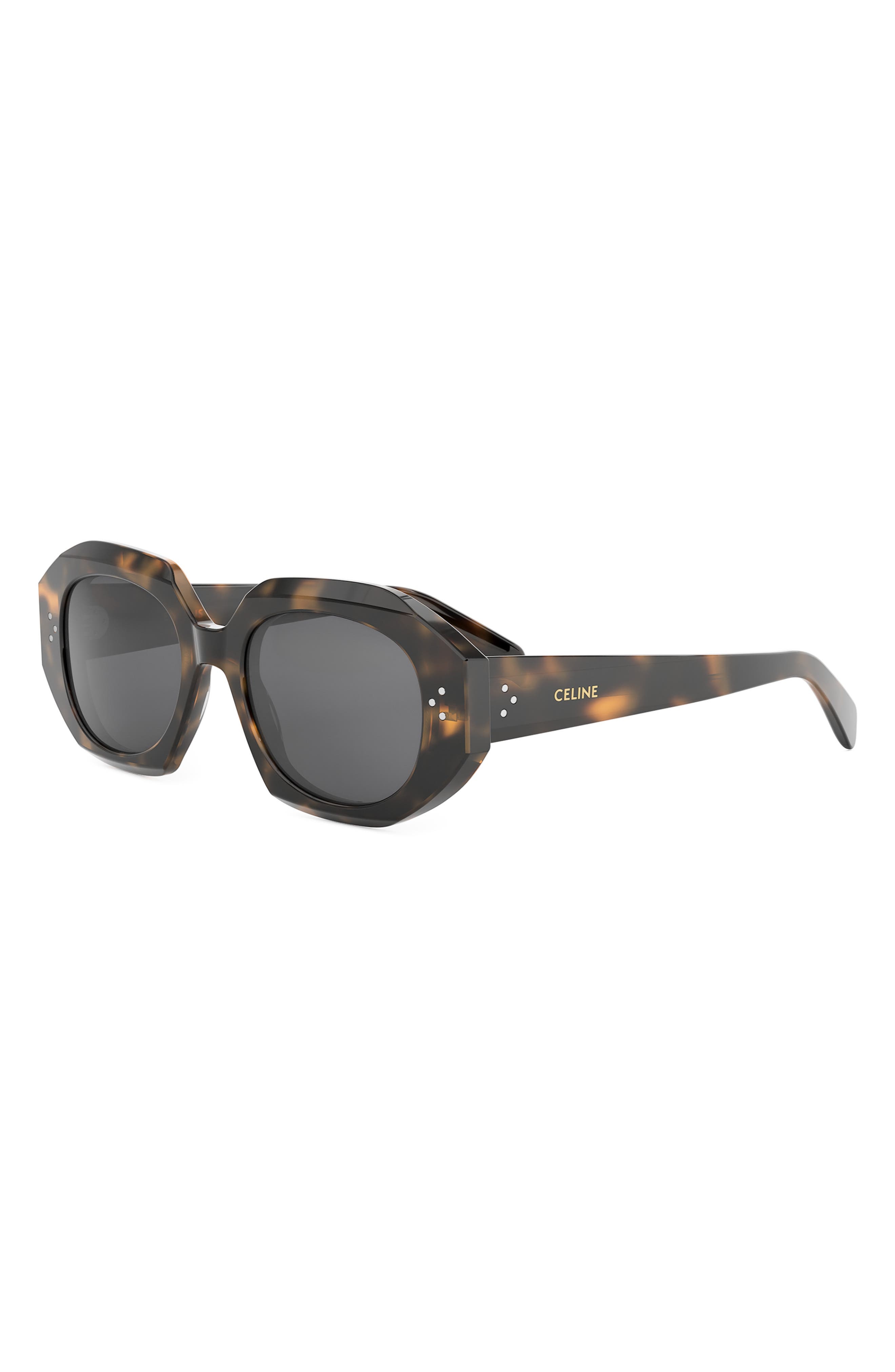 CELINE Bold 3 Dots 52mm Geometric Sunglasses in Blonde Havana /Smoke at Nordstrom - 2