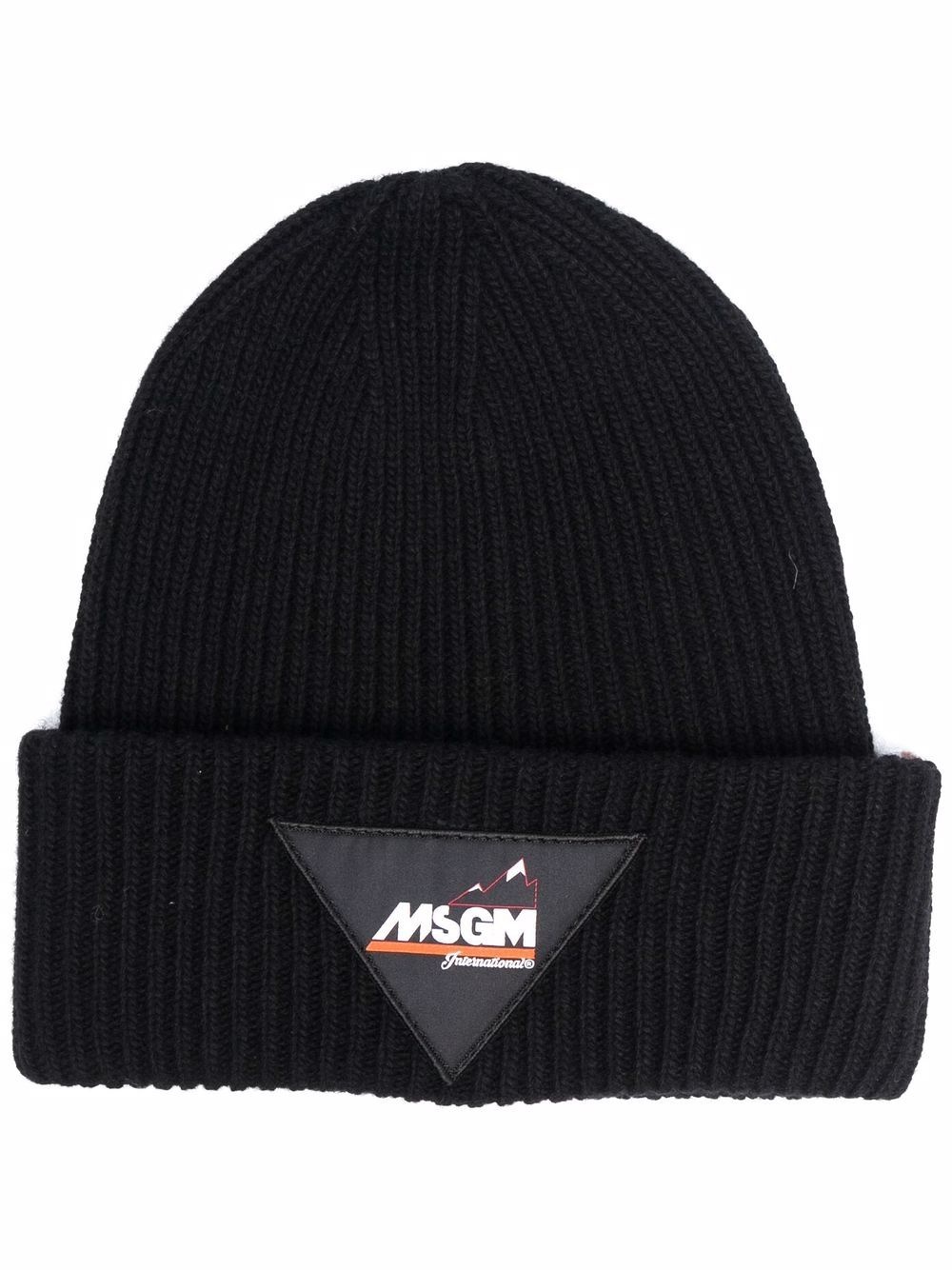 triangle-patch knitted beanie - 1