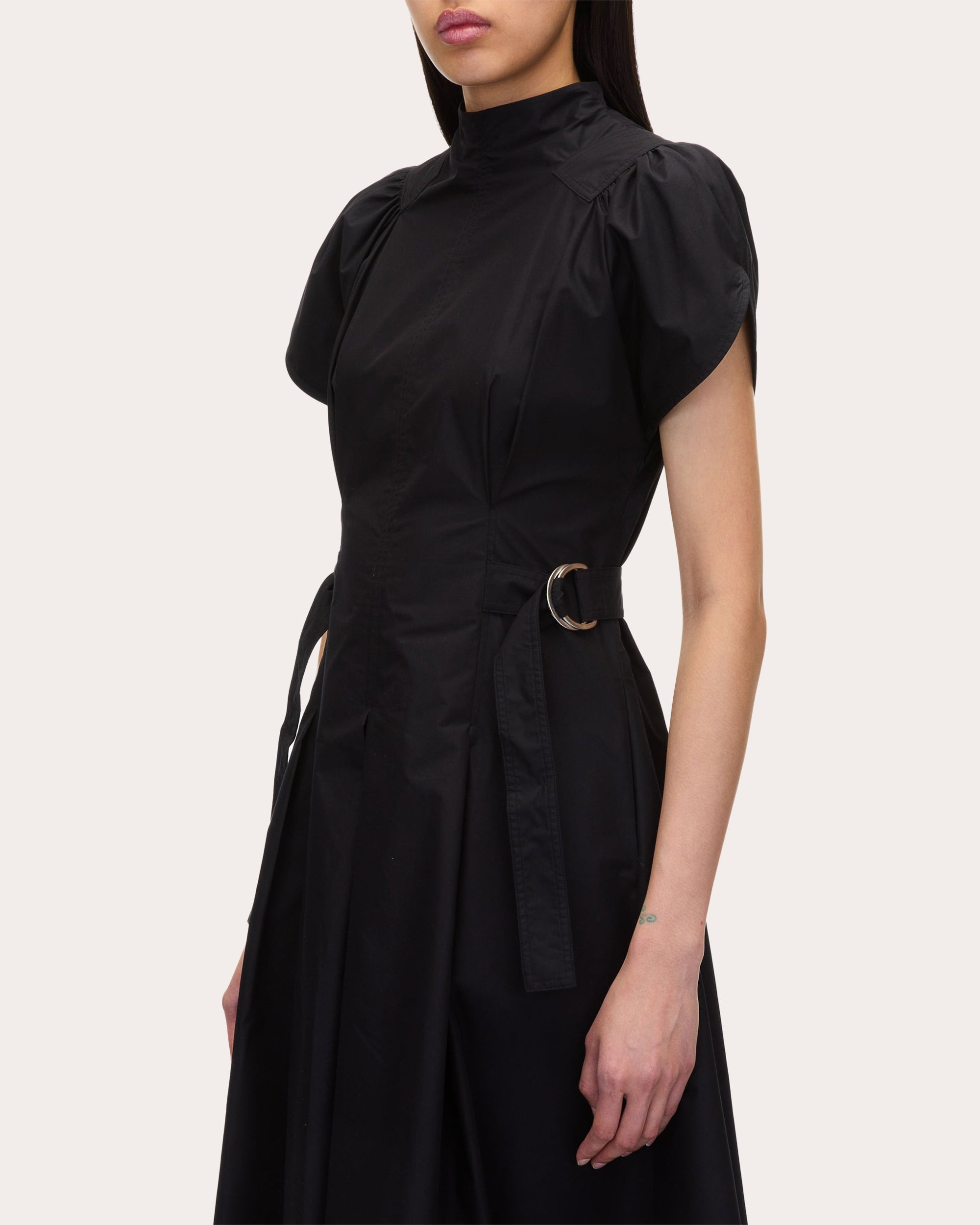 Asymmetric Pleated Cotton-Blend Midi Dress - 4