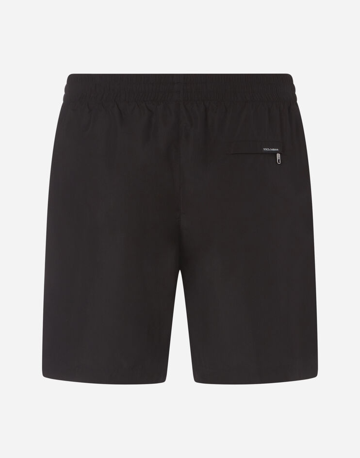 Mid-length swim trunks with branded side band - 2