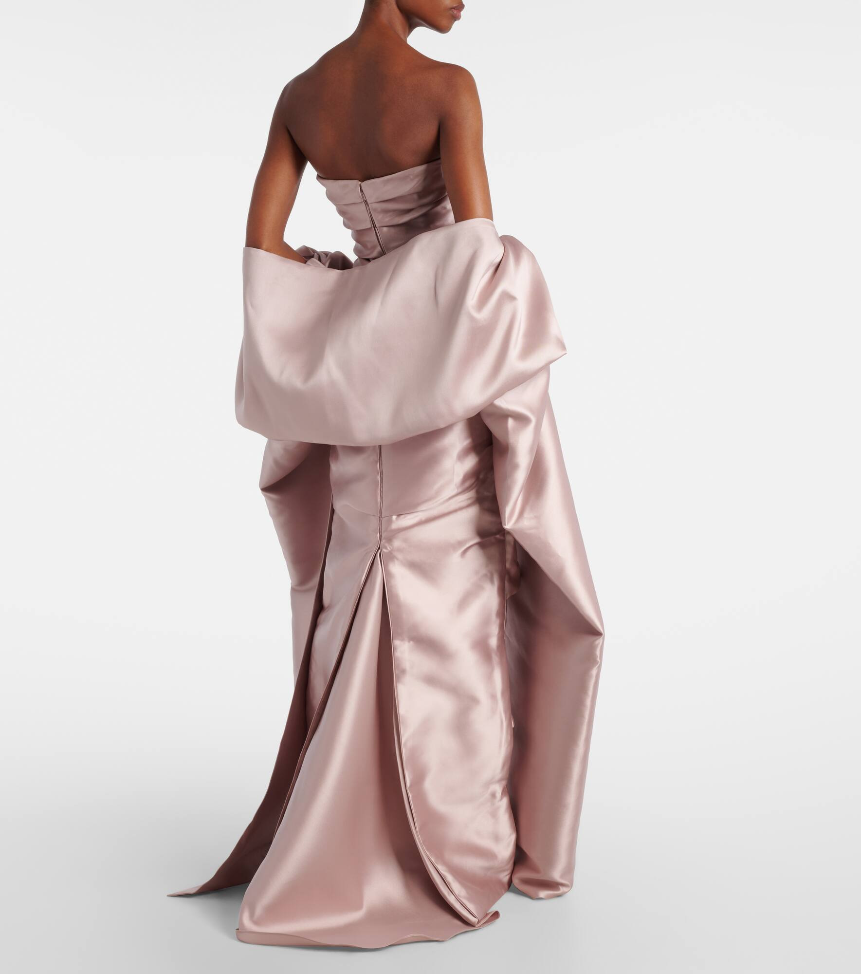 Caped satin bustier gown - 3