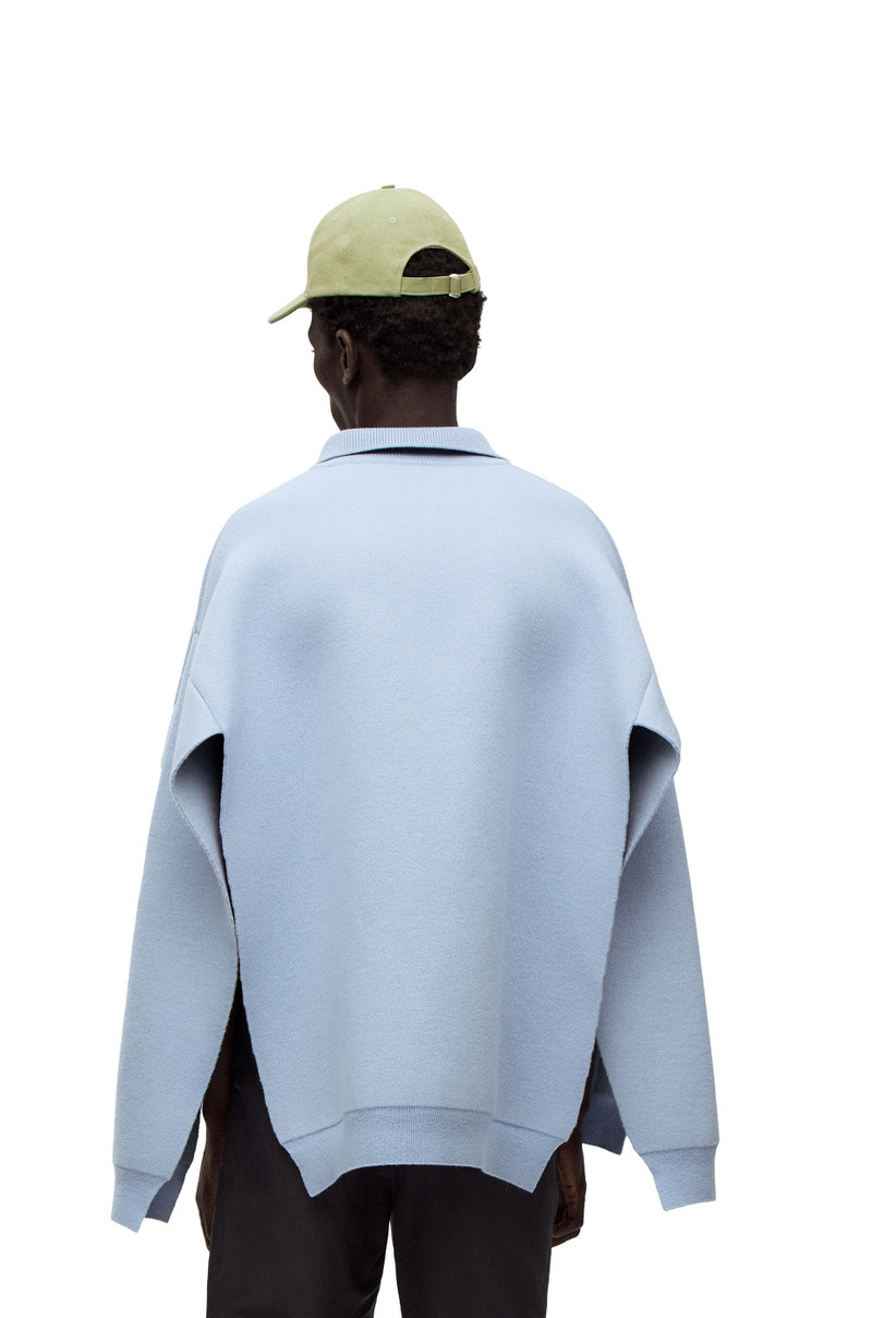 Open seam polo sweater in wool 4