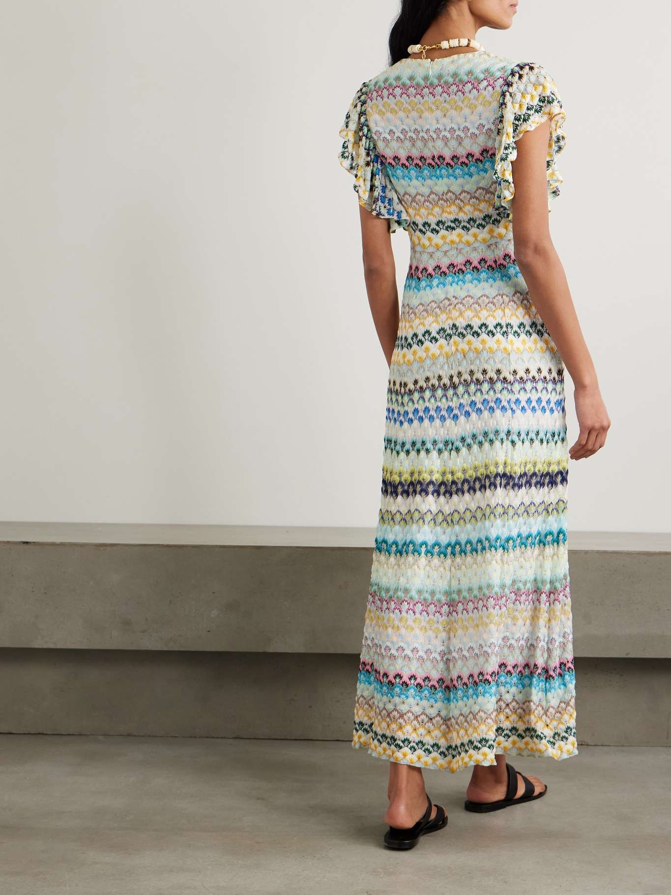 Ruffled crochet-knit maxi dress Multi - 3