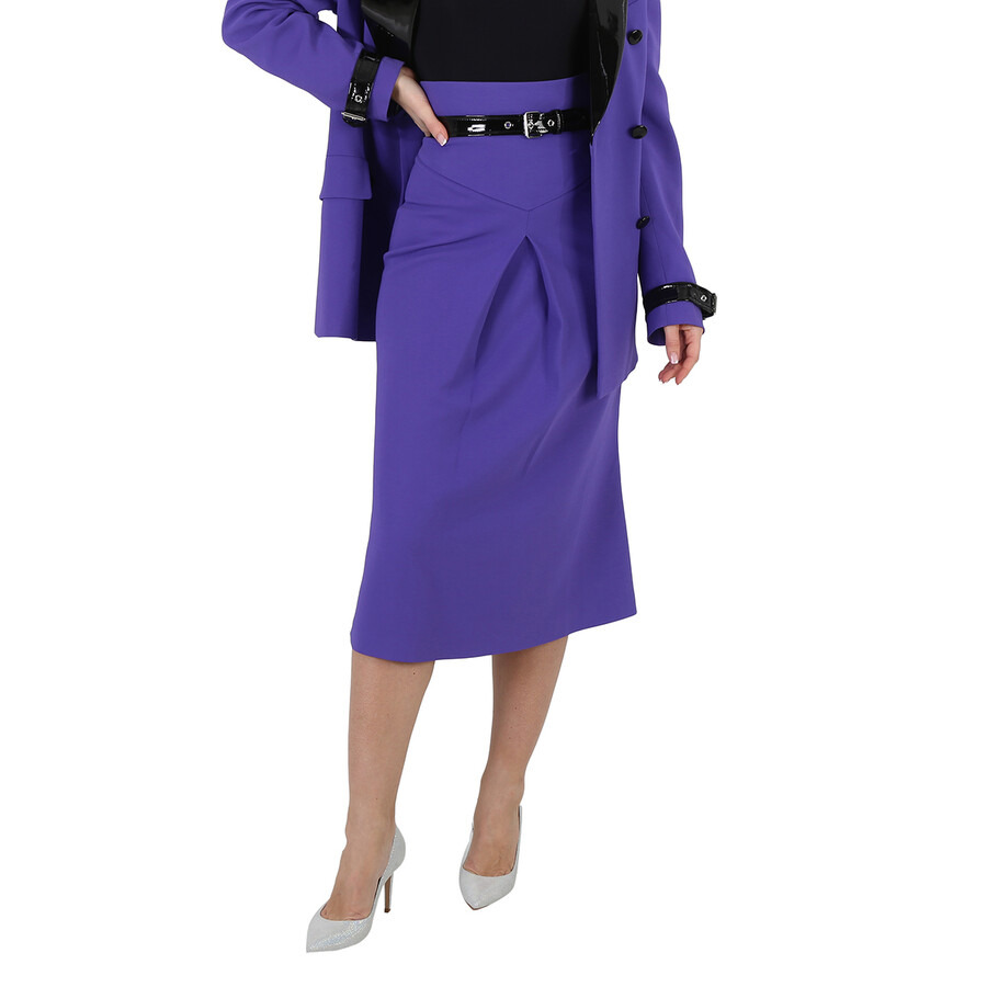 Moschino Ladies Purple High Waist Belted Skirt - 8