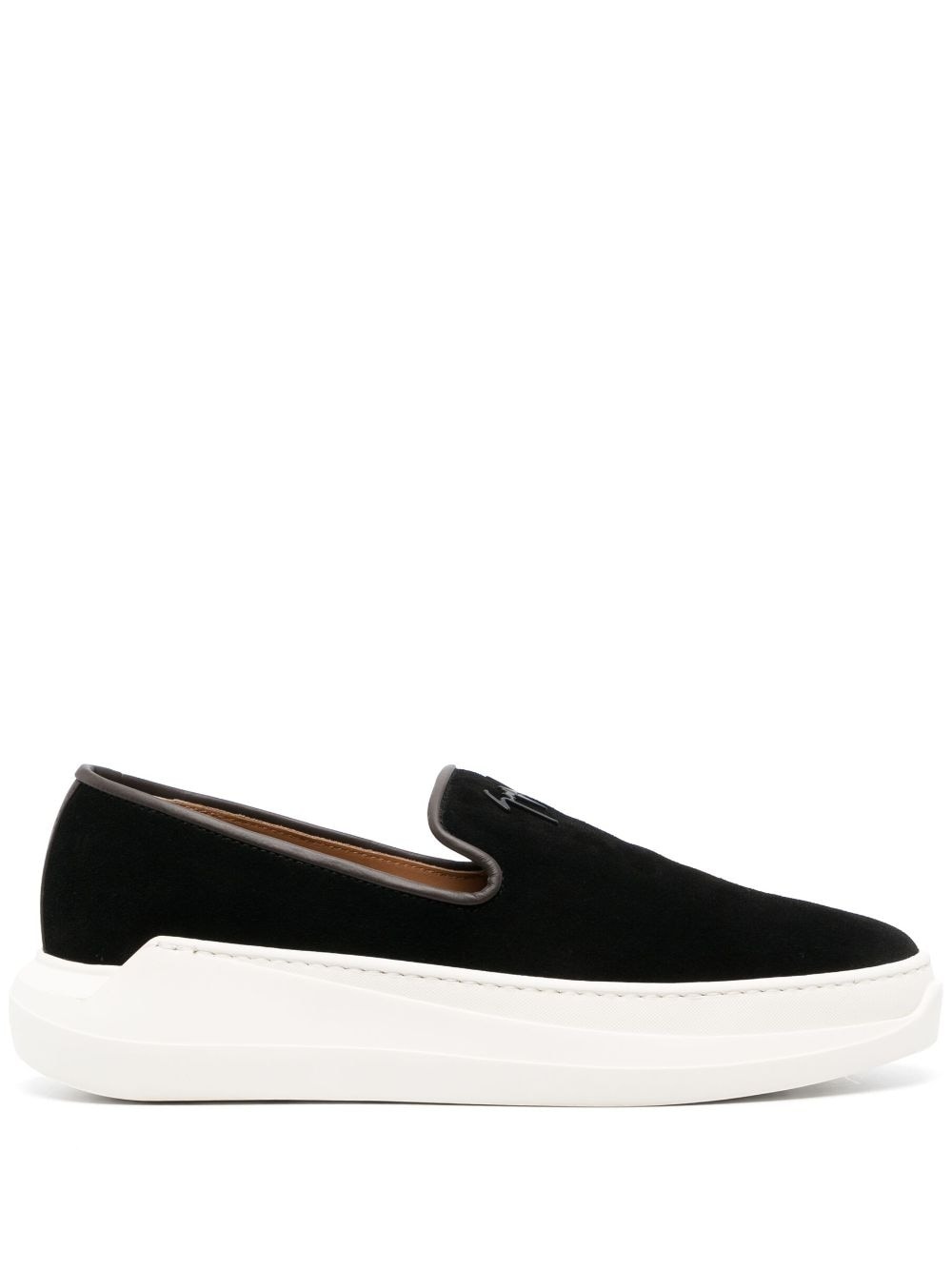 embossed-logo suede loafers - 1