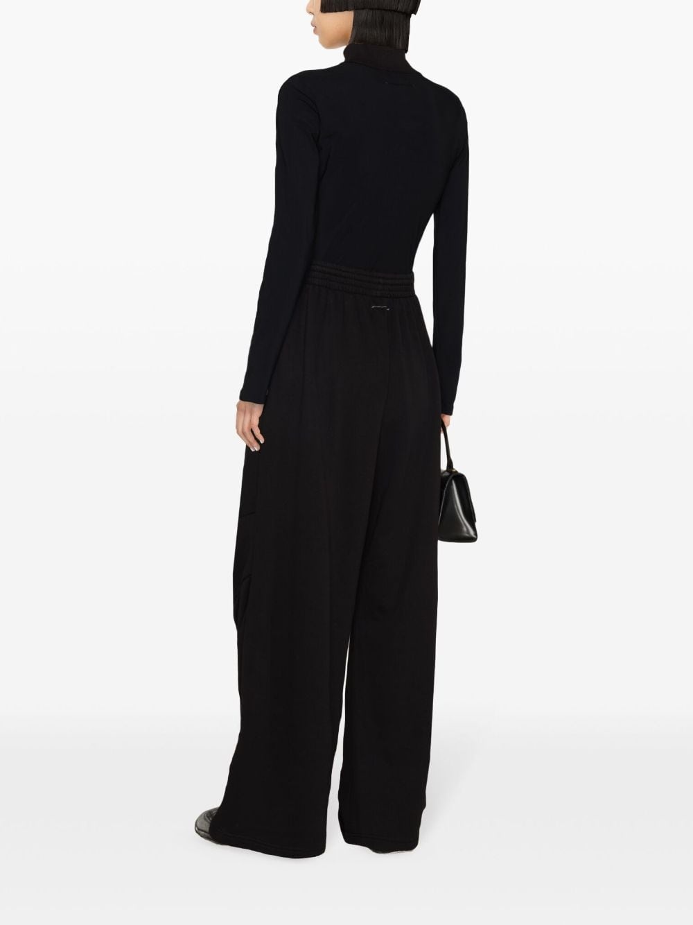 high-waisted cotton flared trousers - 4