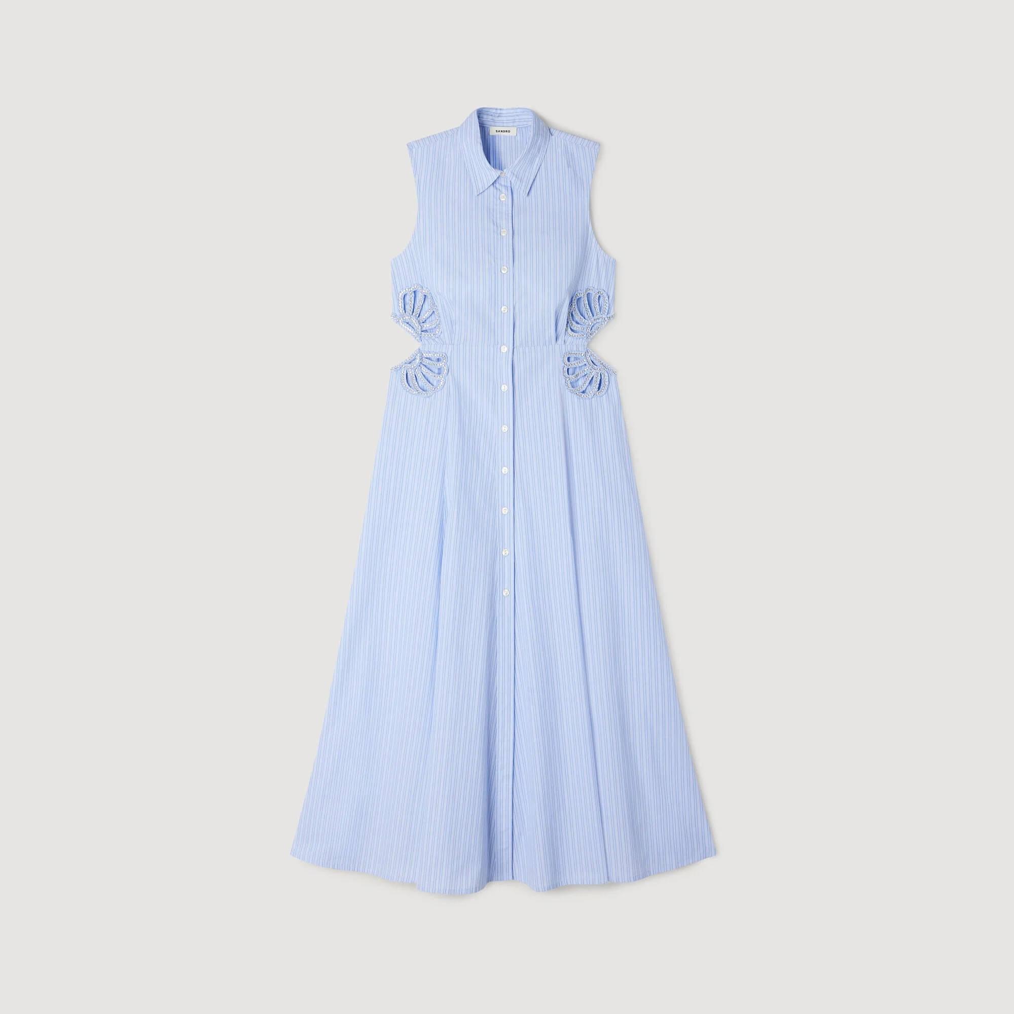 STRIPED COTTON MIDI DRESS - 1