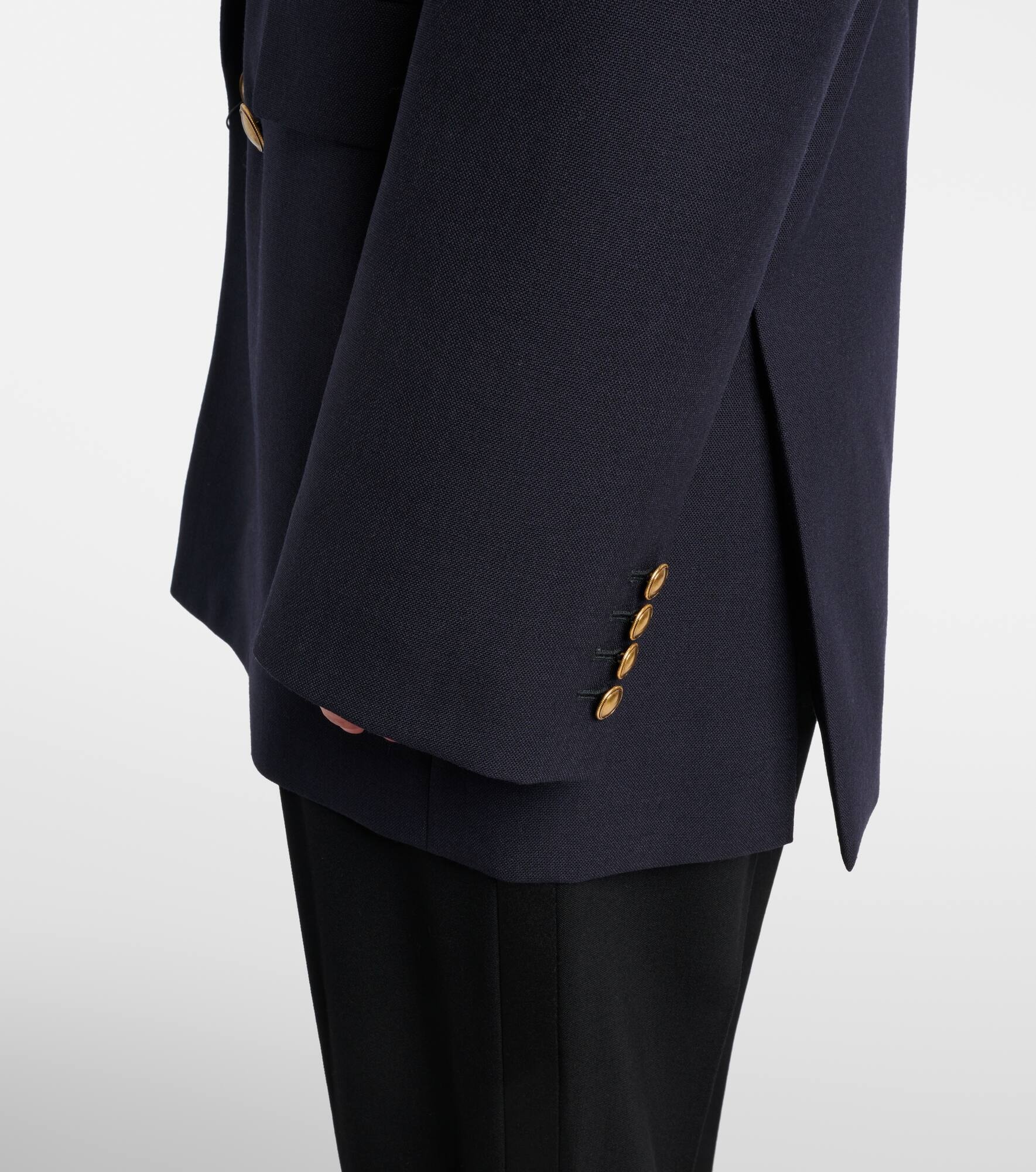 Double-breasted wool chiné blazer - 5