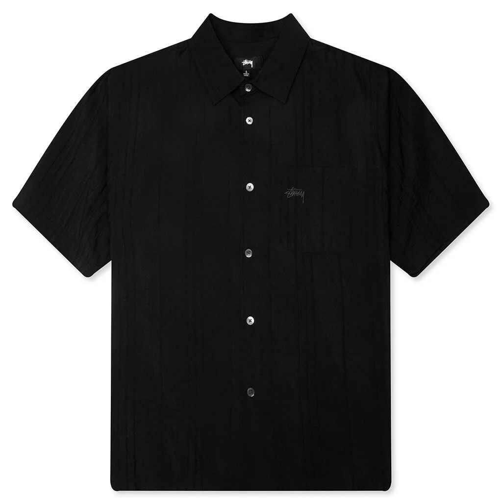 PLEATED TEXTURED SHIRT - BLACK - 1