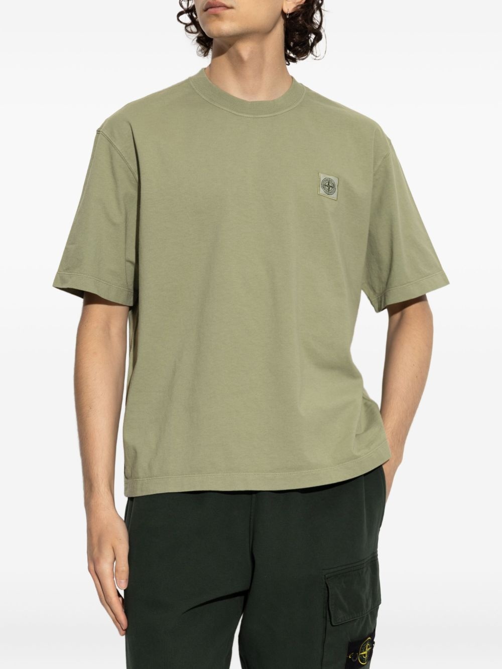 logo-patch cotton T-shirt - 3