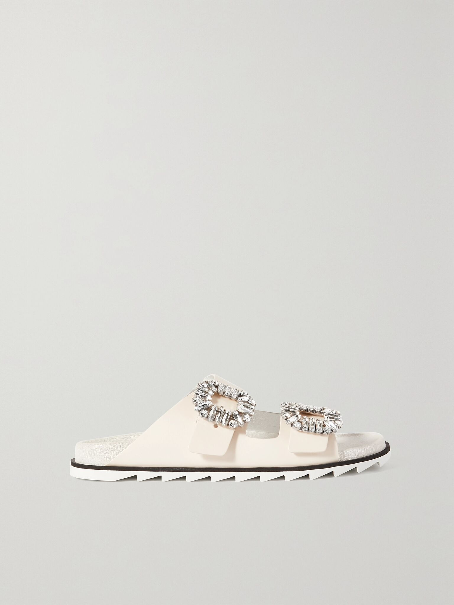 Slidy Viv Swarovski crystal-embellished leather slides Cream - 1
