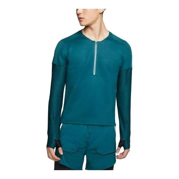 Nike Dry Mens Half 1/2 Zip Long Sleeve Running Shirt 'Green' CJ5742-347 - 1