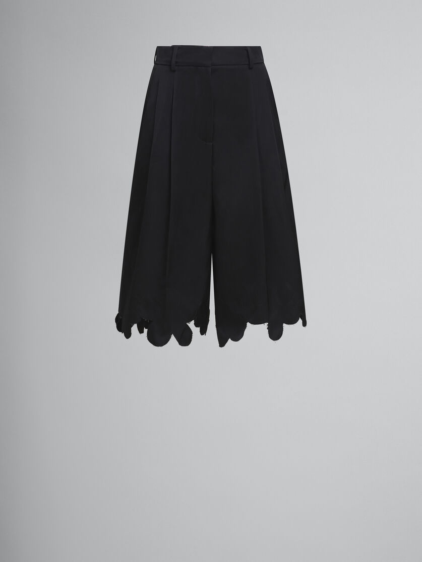 DUCHESS SILK BERMUDA SHORTS WITH SCALLOP CUT HEM - 1