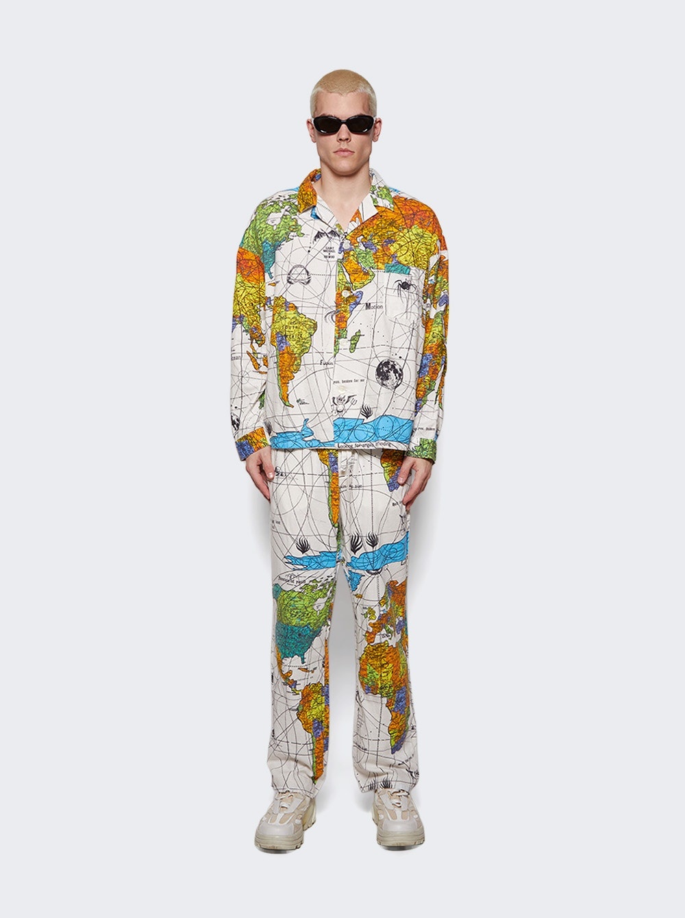 X DR WOO Pajama World Map Pants White - 2