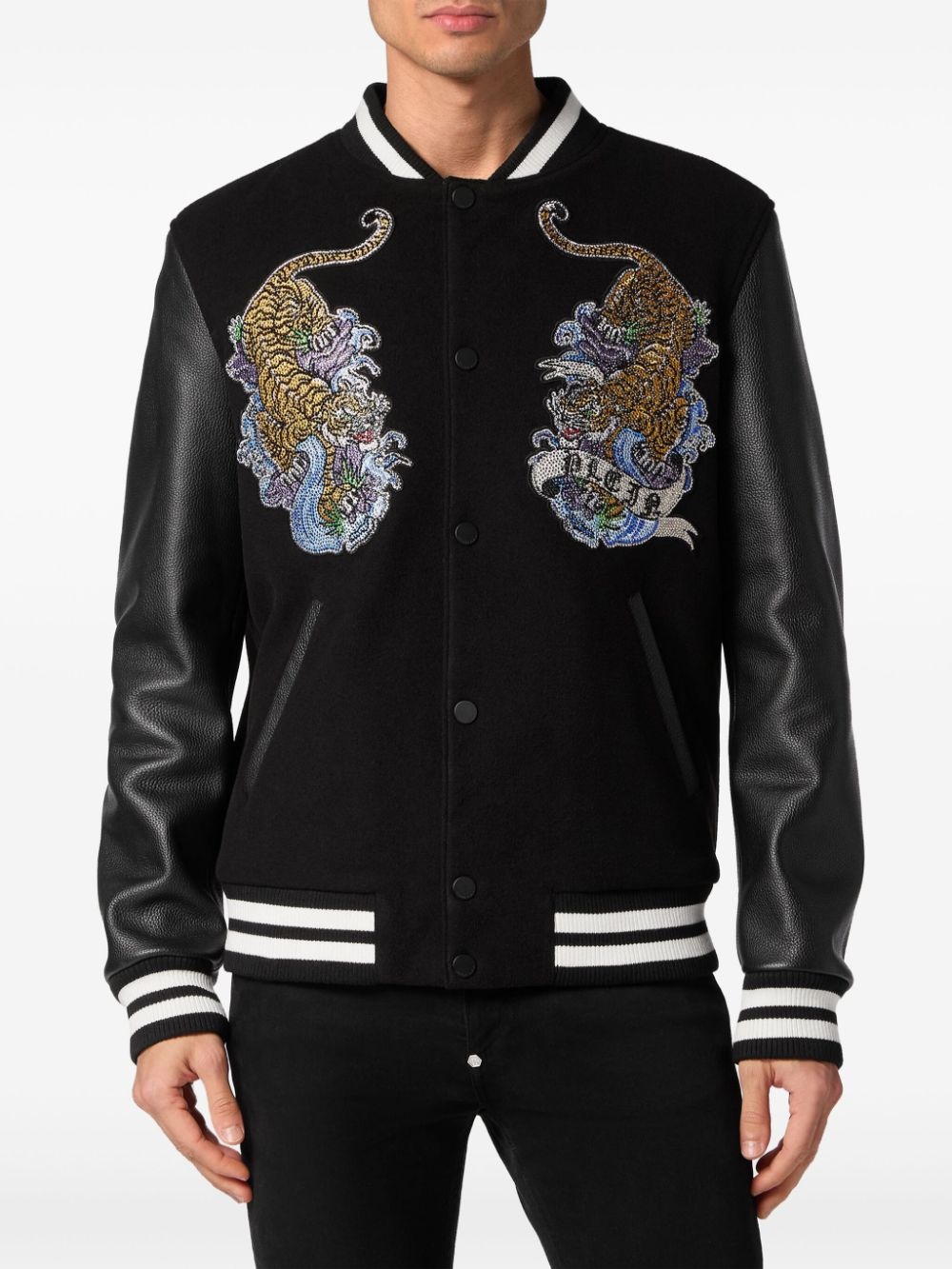tiger-print bomber jacket - 3