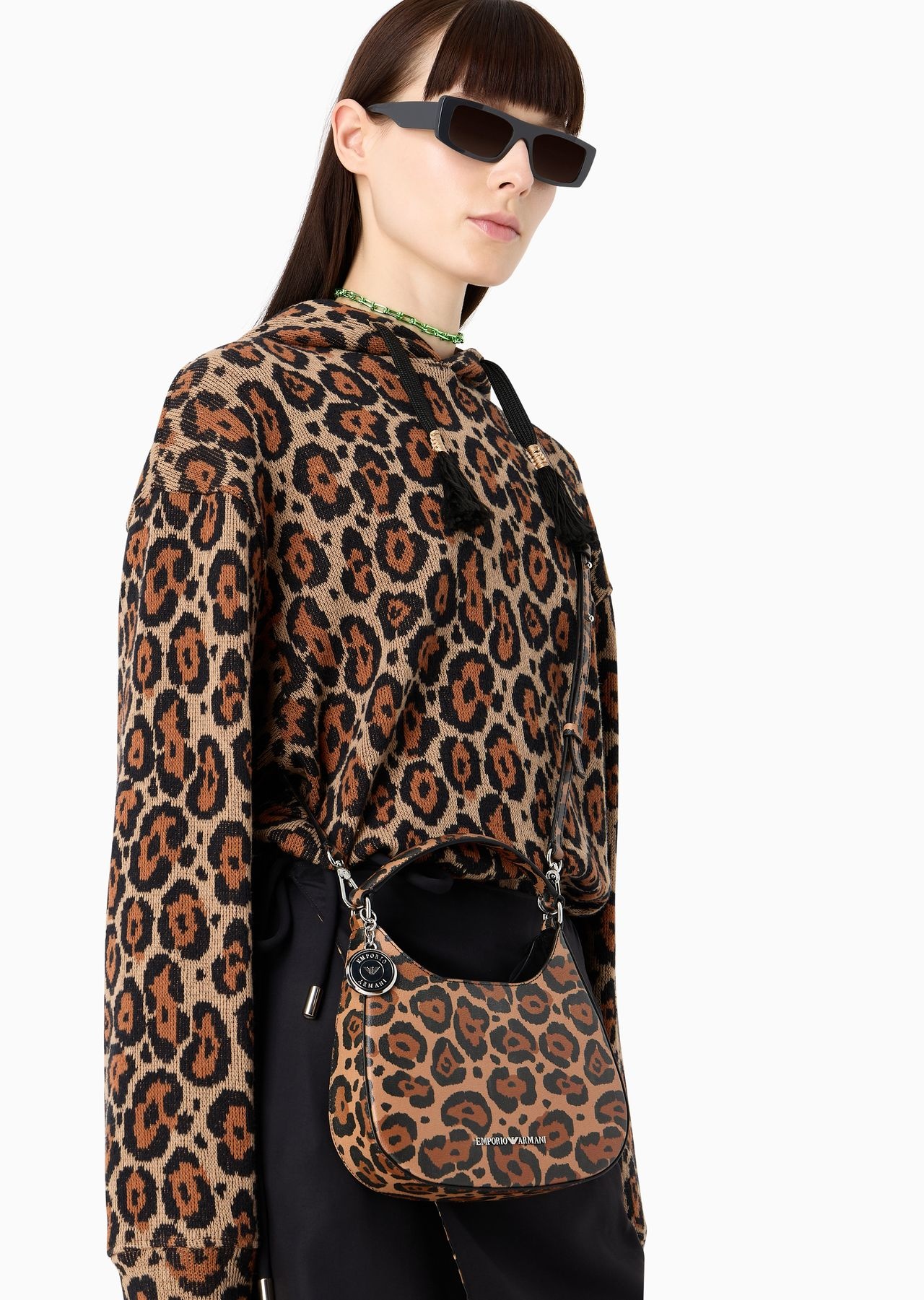 Emporio Armani Sustainability Values Capsule Collection dappled recycled leather hobo handbag - 6
