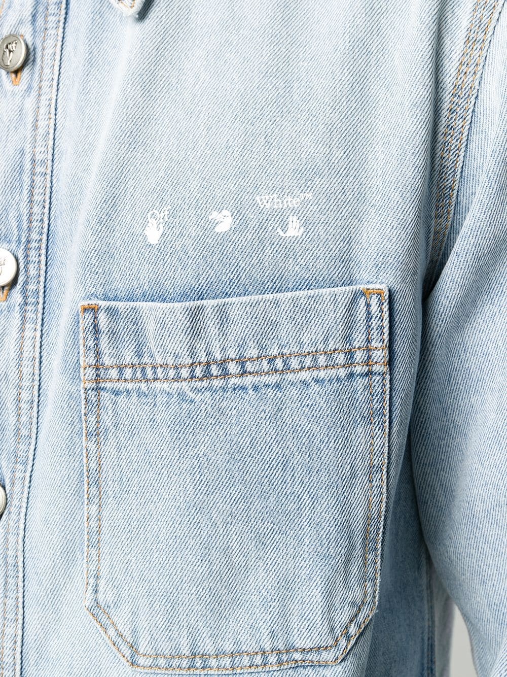 logo-print long-sleeve denim shirt - 5