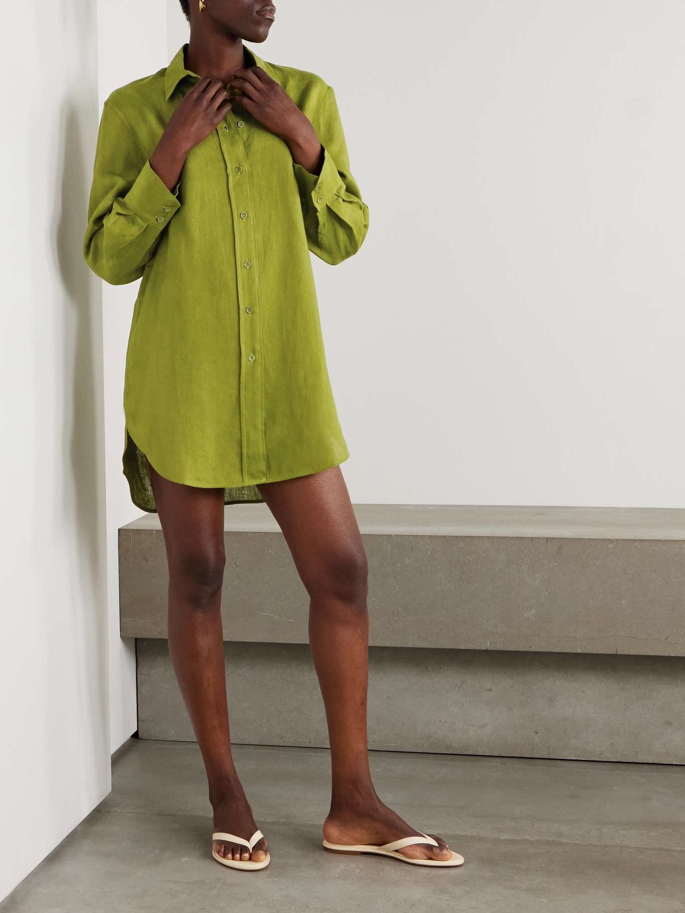 L'intemporel Mignonette linen shirt Green - 2