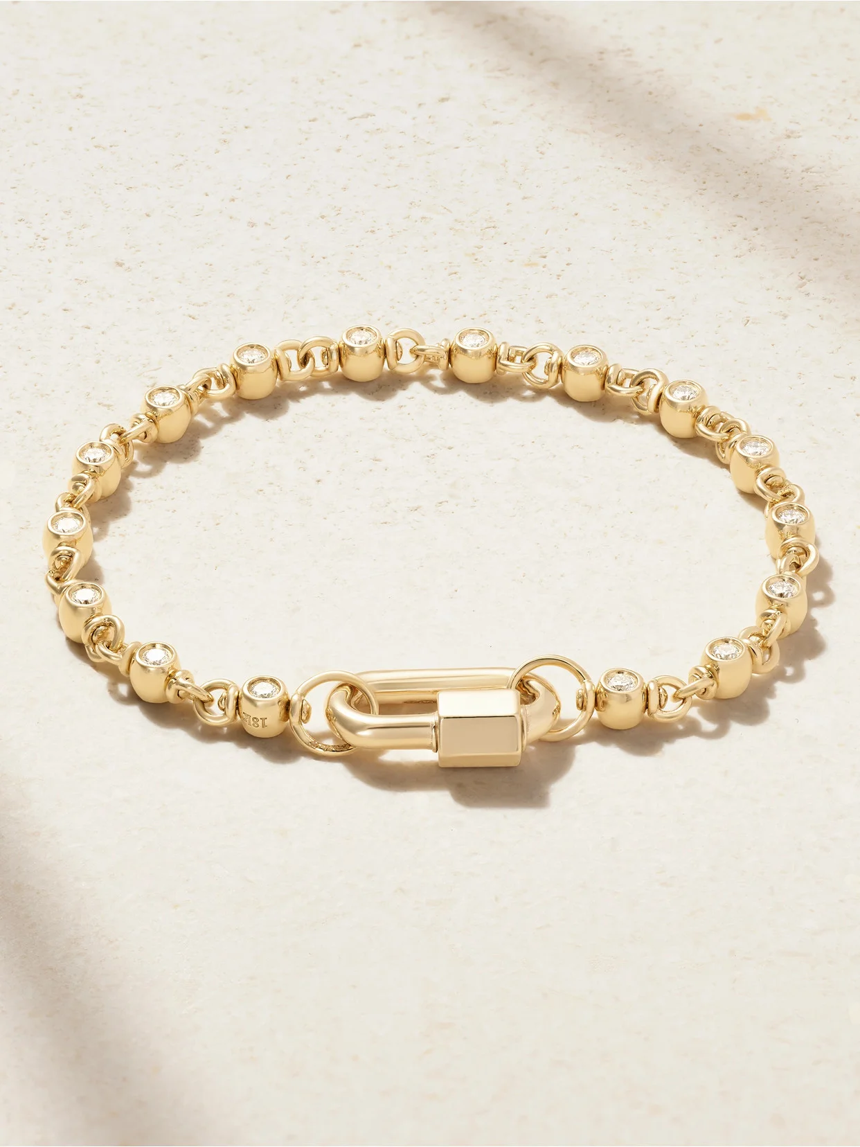 Chubby Babylock + Small Canned Chain 18-karat Gold Diamond Bracelet - 1