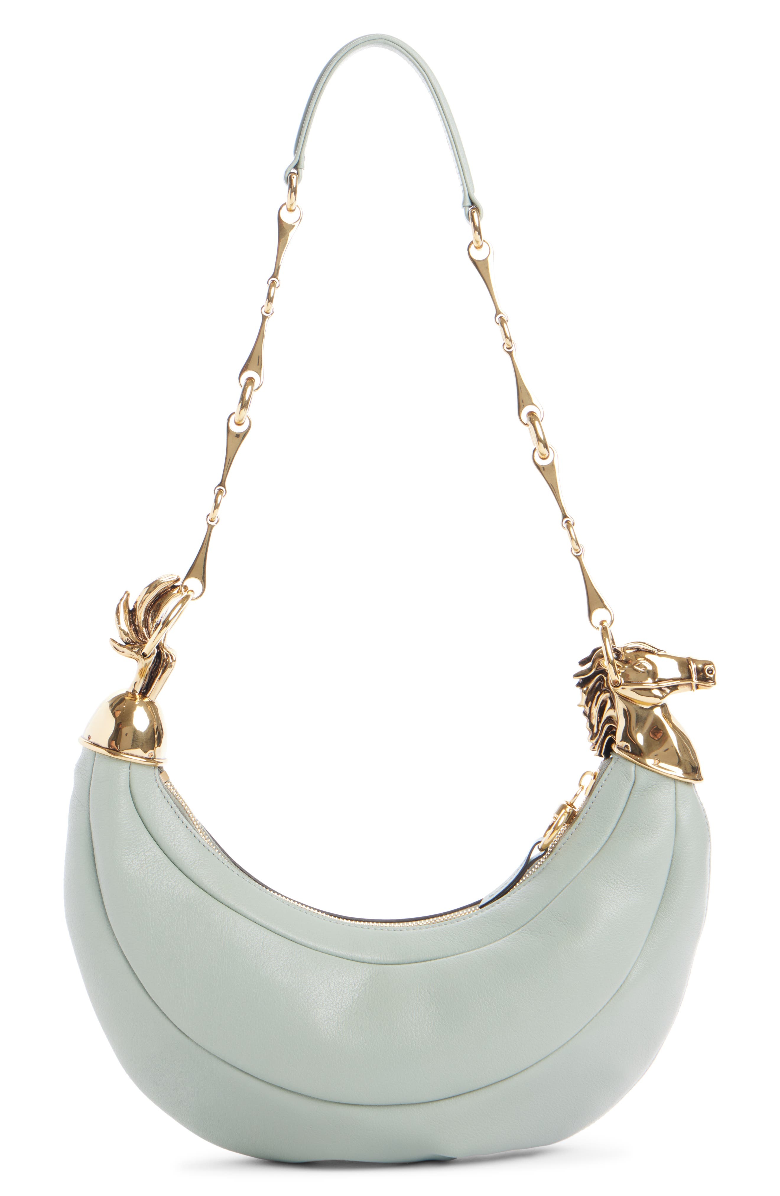 Chloé Chain Horse Leather Hobo Bag in Bluish Green at Nordstrom - 3