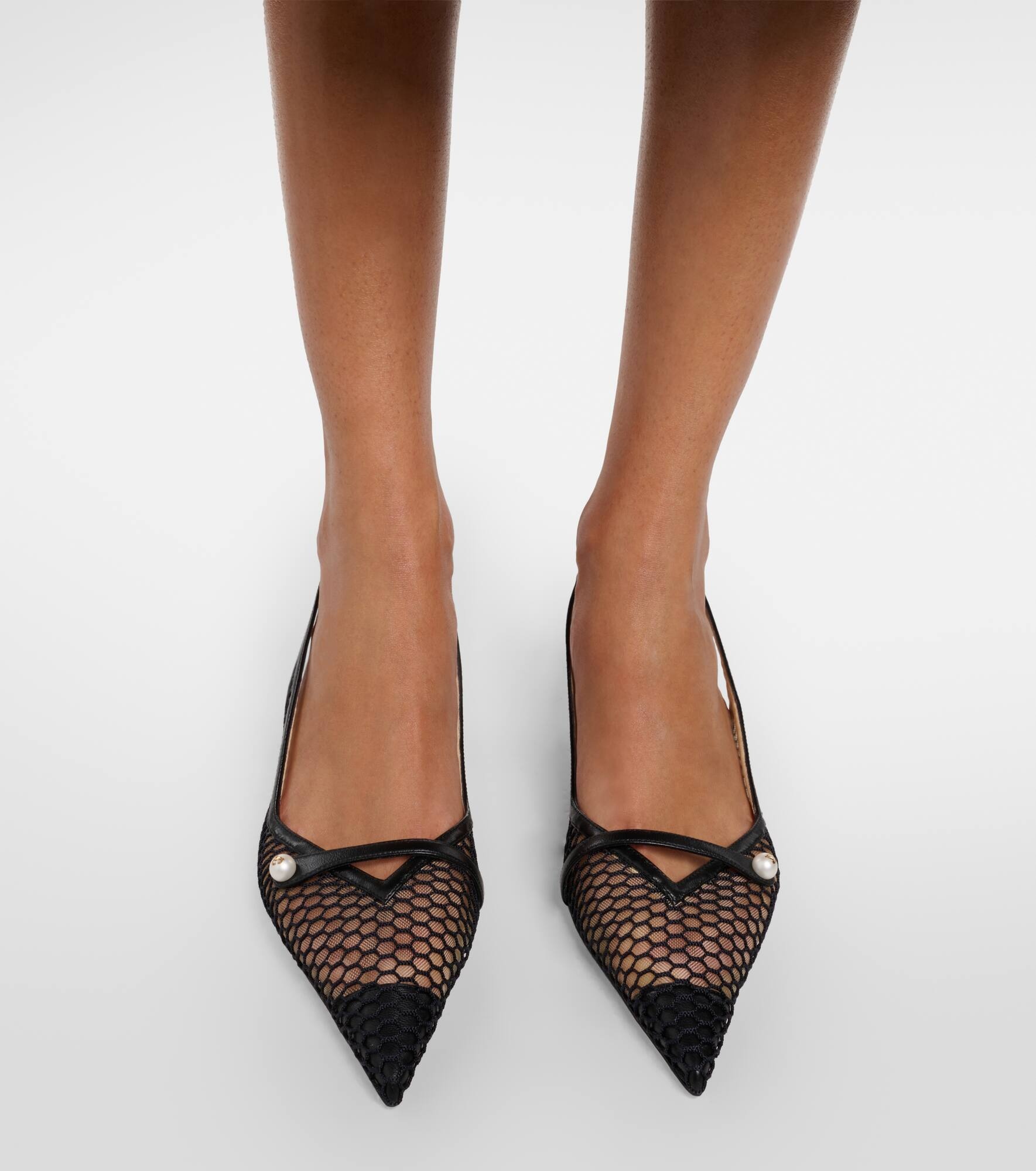 Amita leather-trimmed slingback pumps - 4