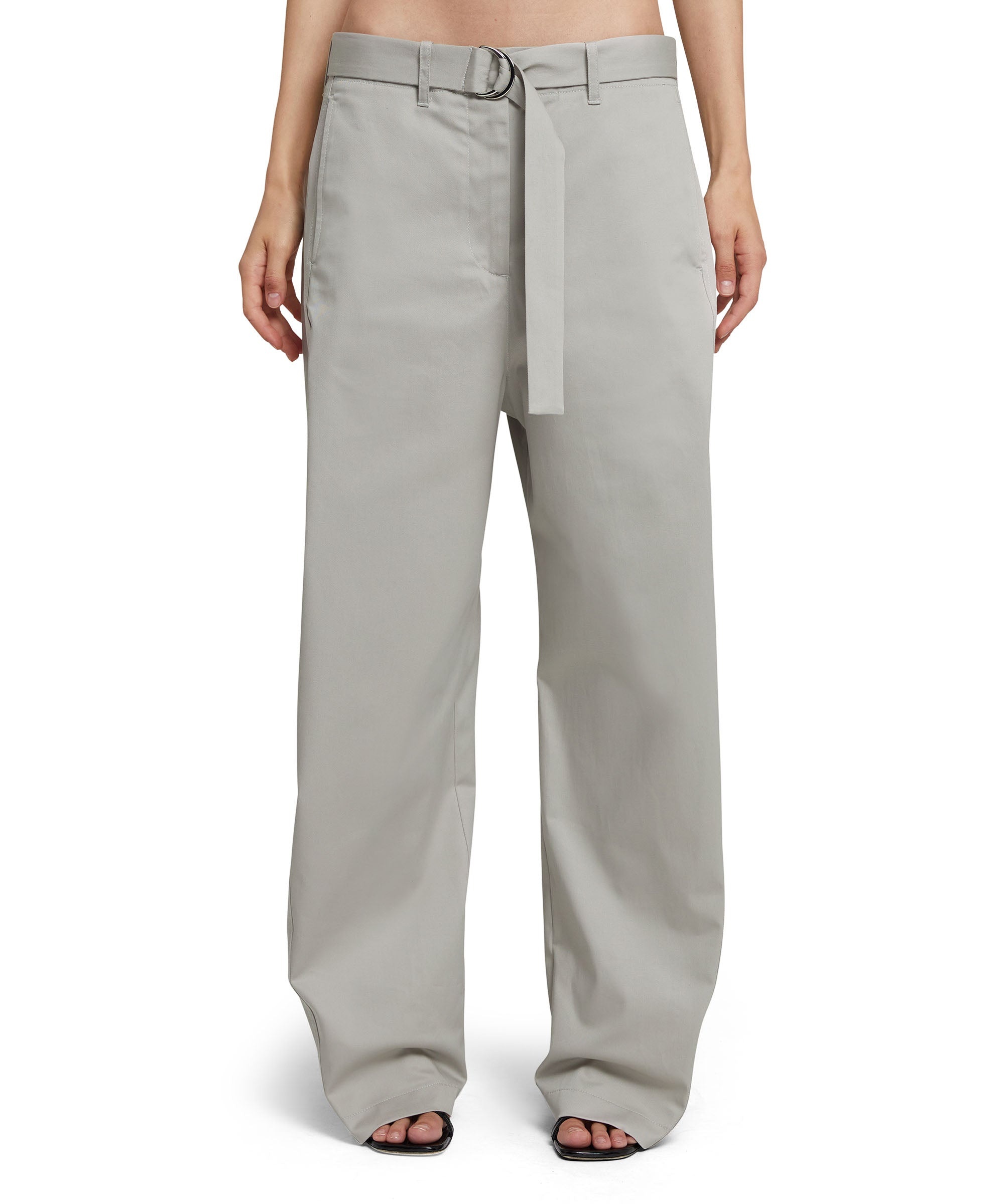 Stretch cotton gabardine pants with belted waist - 2