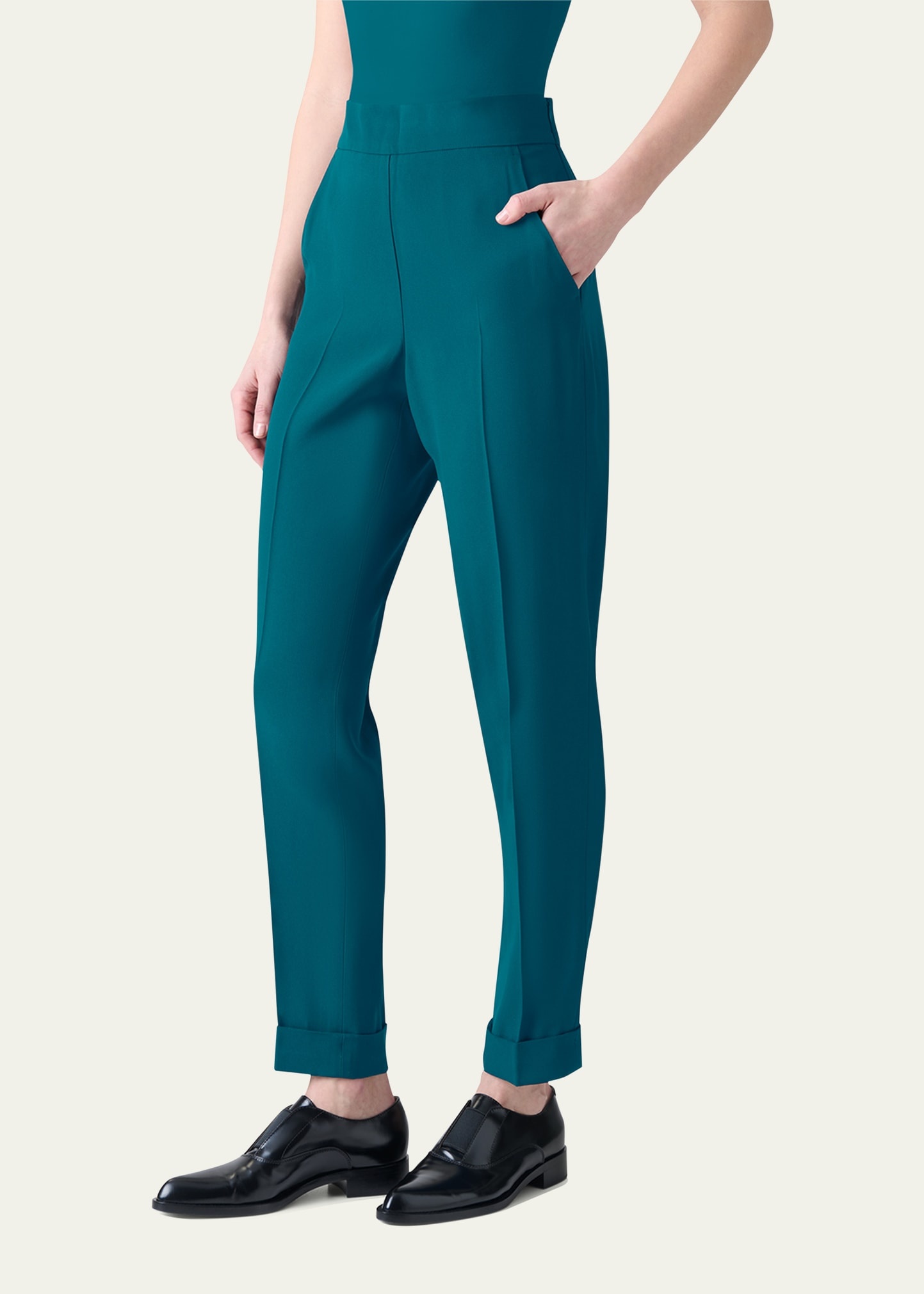 Chris Crepe Tapered-Leg Cuffed Pants - 4