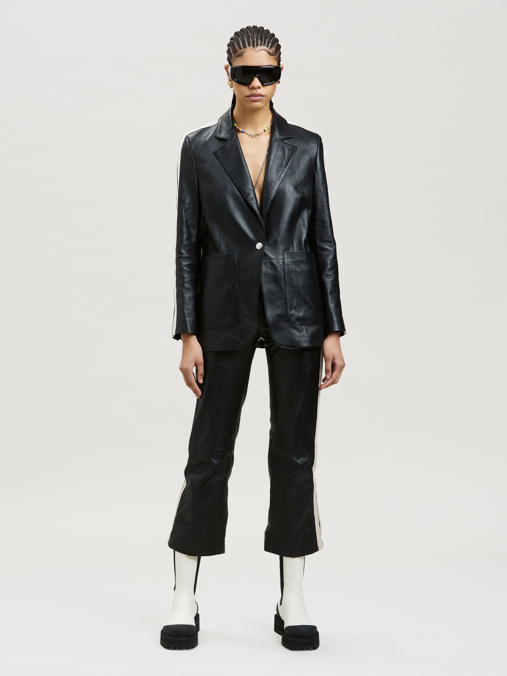 LEATHER TRACK BLAZER - 2