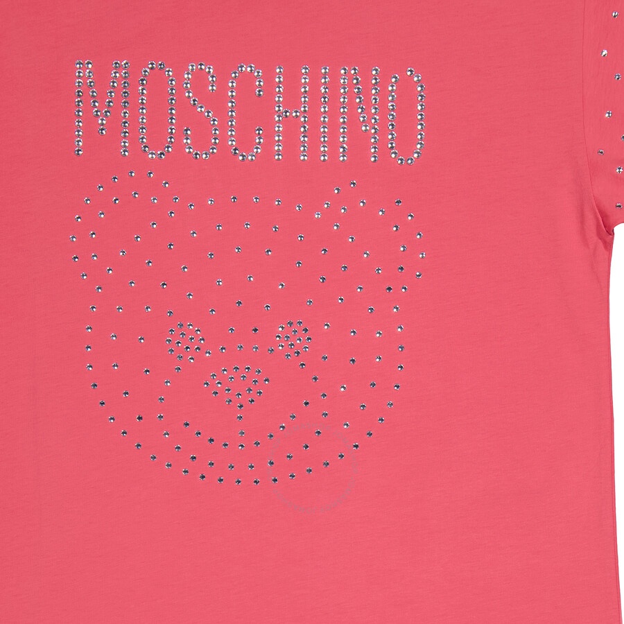 Moschino Fuschia Crystal Teddy Bear Oversize Cotton T-Shirt - 7