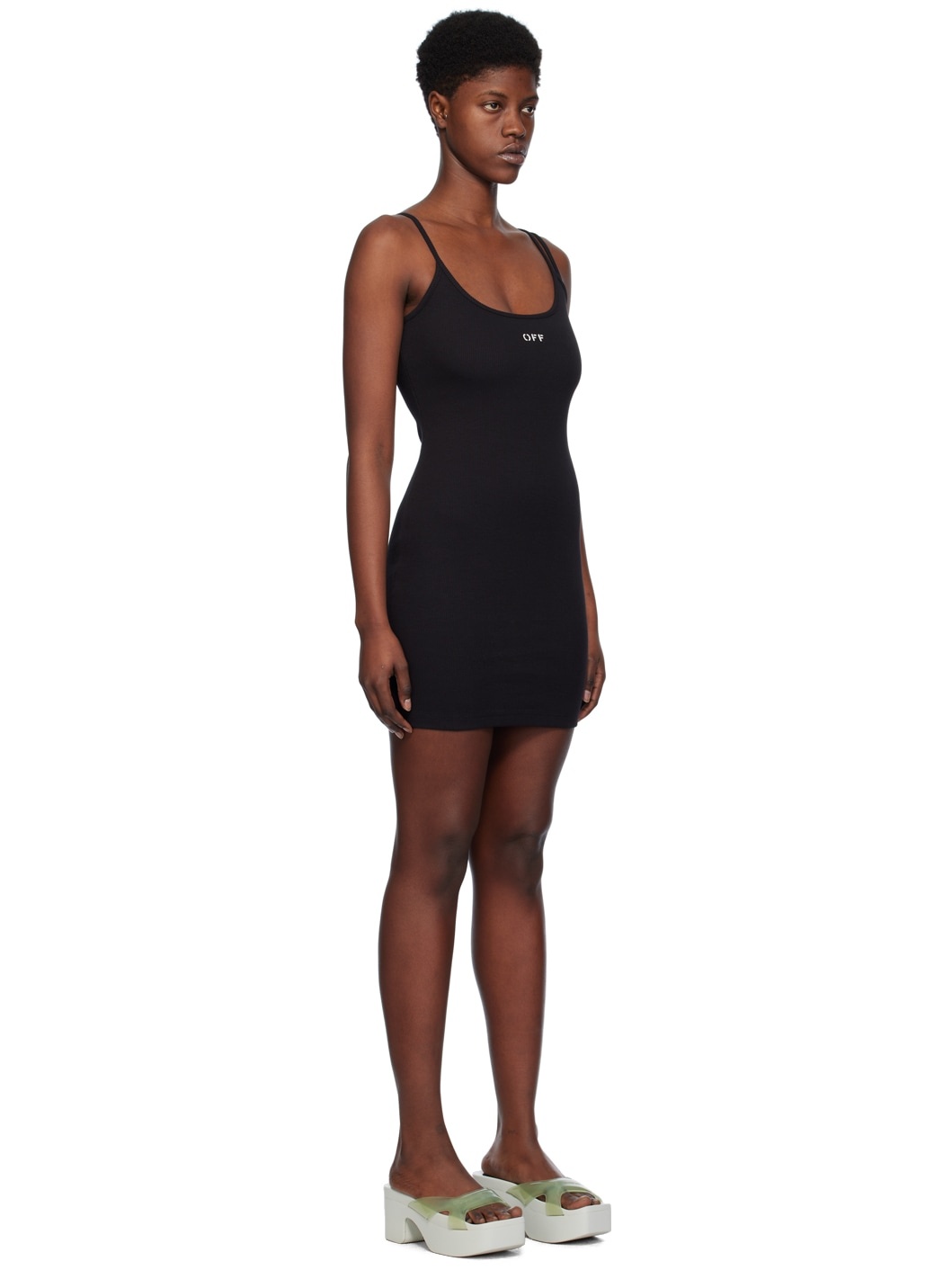 Black Off Stamp Basic Minidress - 2