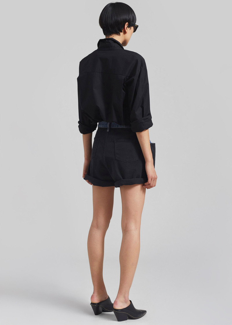 Hayla Contrast Denim Shorts - Black/Blue 7